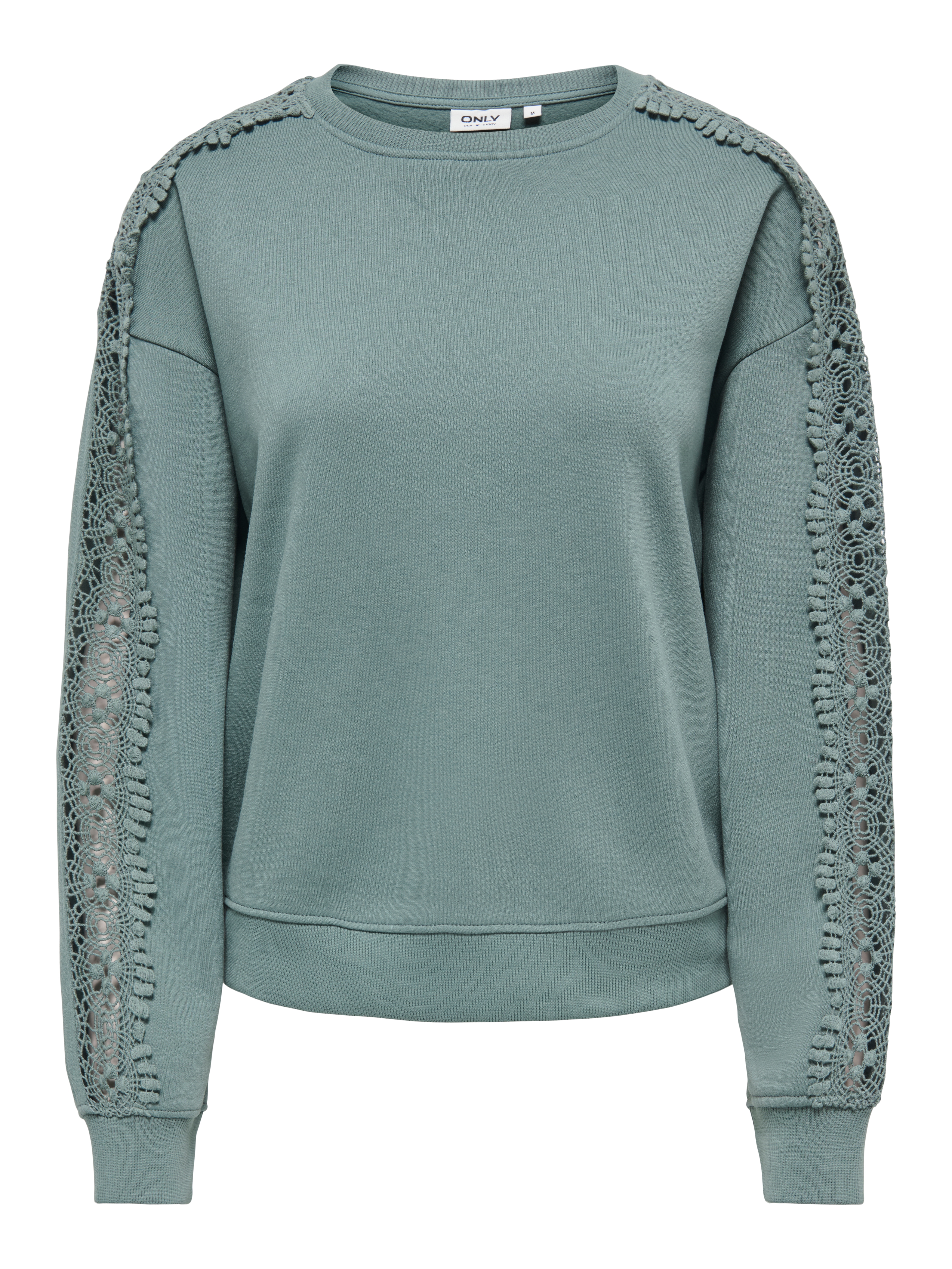 ONLY Sweatshirt "ONLSTILLA L/S O-NECK LACE DETAIL CS SWT", Baumwollmischung, regular fit