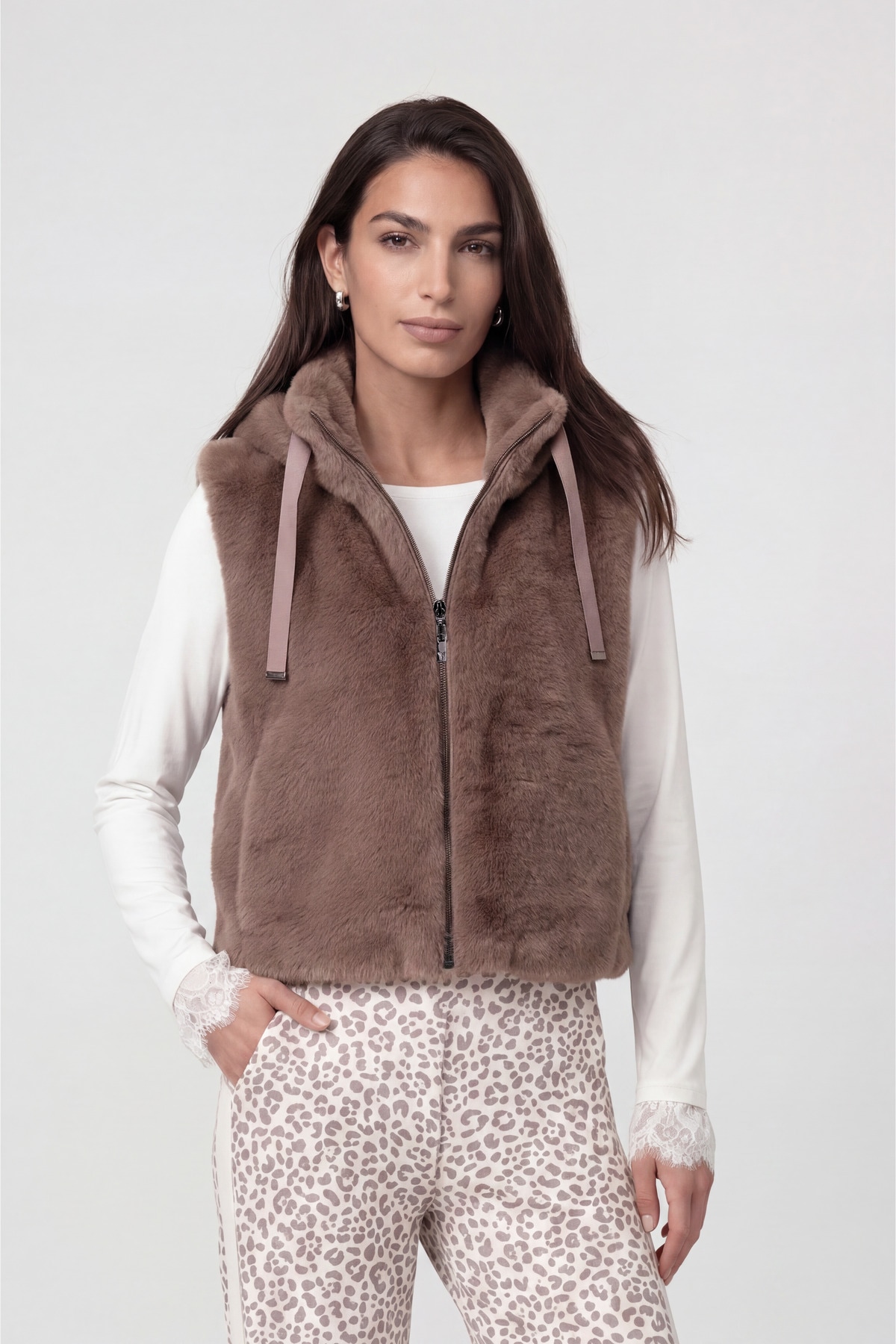 Monari Fellimitatweste "Weste fake fur" Regular fit mit Stehkragen