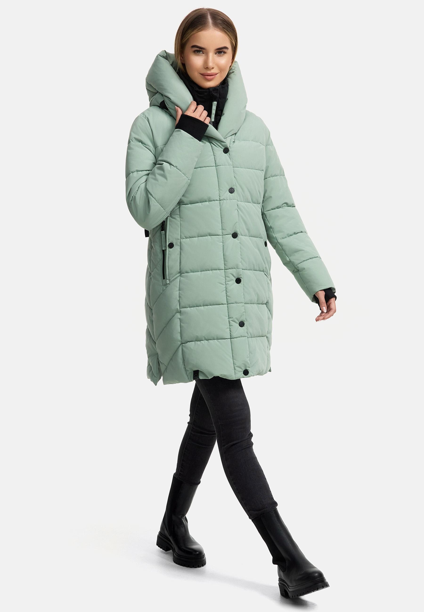 Navahoo Steppmantel »Knutschilein«, Stylischer Damenmantel mit abnehmbarem Fleece-Kragen