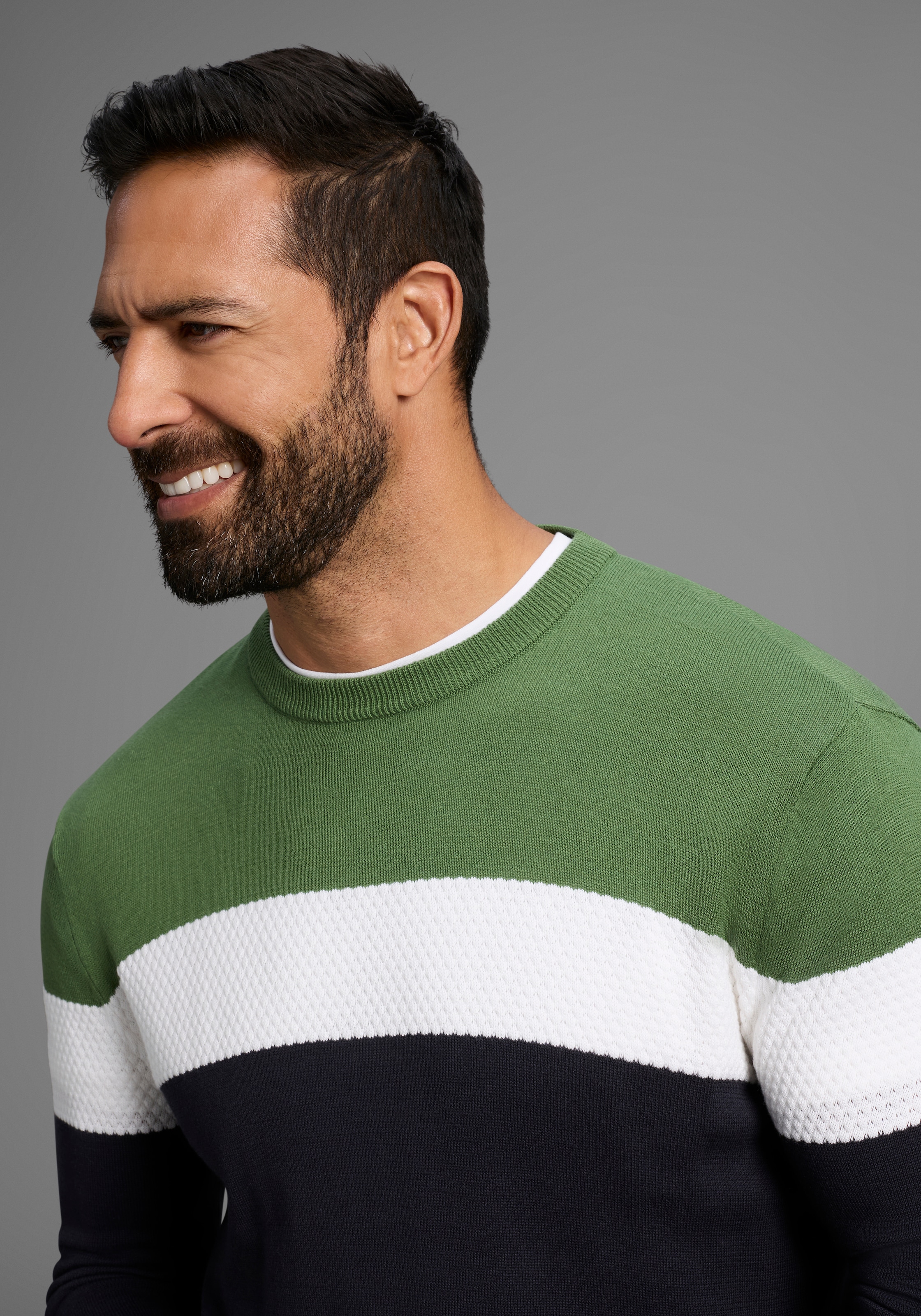 H.I.S Rundhalspullover »neue Farben!«, Colorblocking, in leichter Strickqualität