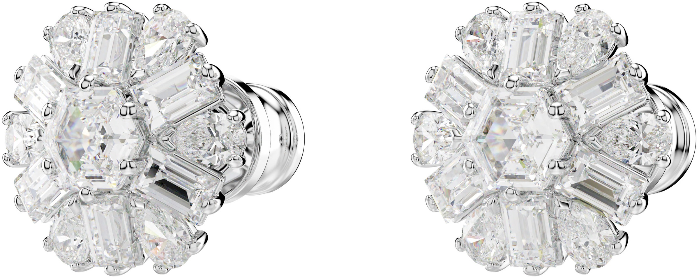 Paar Ohrstecker SWAROVSKI "Idyllia E Florere Schneeflocke", silber (metallfarben, kristallweiß, kristallweiß), Ohrringe, Damen, 11mm, Metall, mit Swarovski Zirkonia (synth.) 2