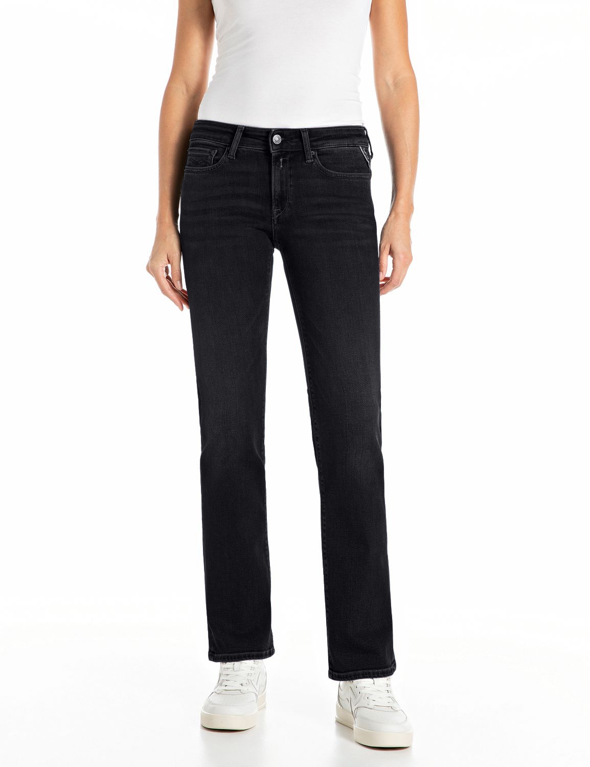 Replay Bootcut-Jeans "NEW LUZ" mit gesticktem R an der Gesäßtasche