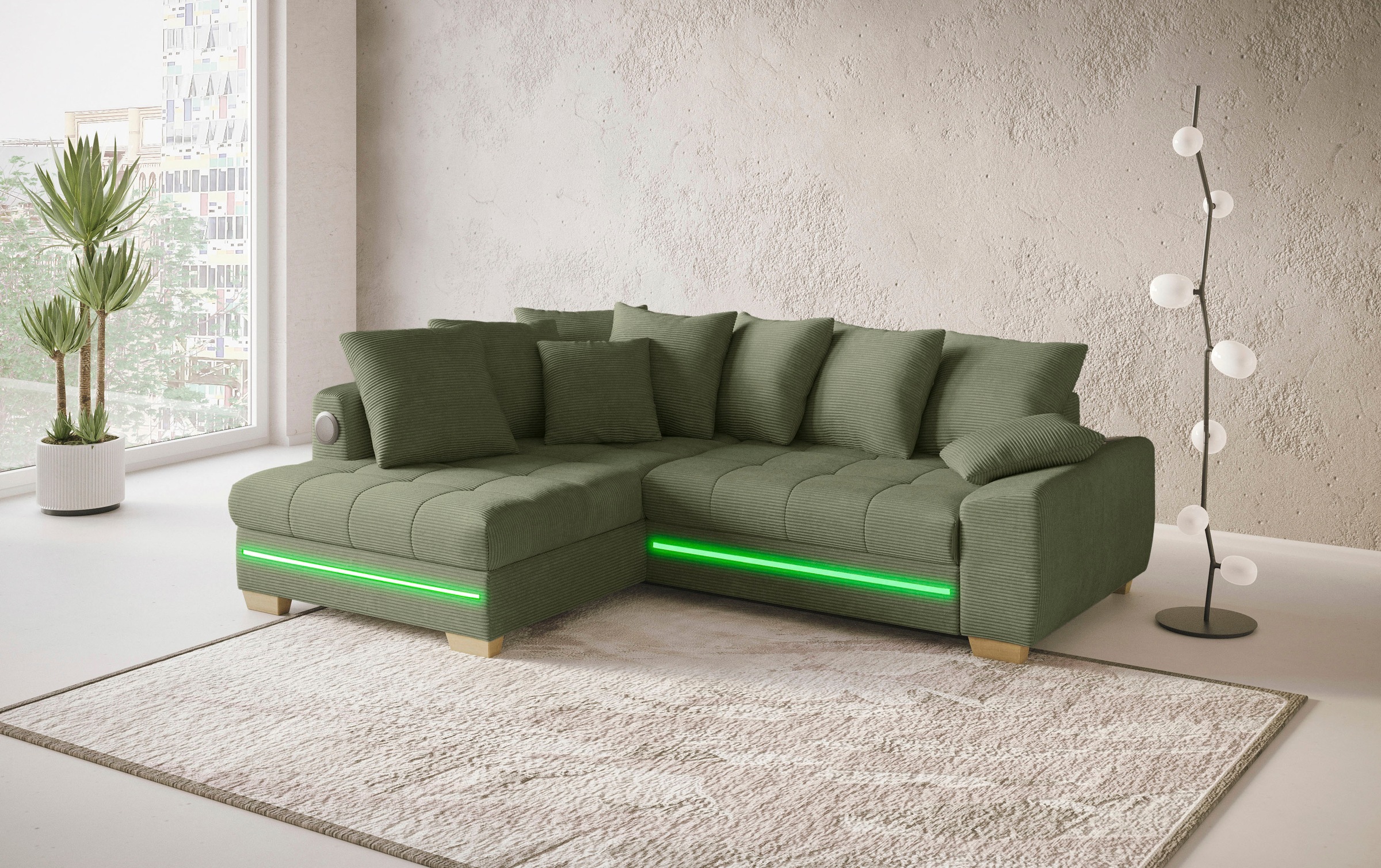 Mr. Couch Ecksofa "Nikita II, L-Form", mit Kaltschaum, RGB-LED, Soundsystem günstig online kaufen
