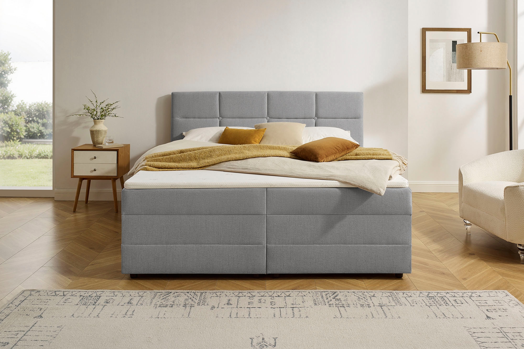 INOSIGN Boxbett »Fillmore inkl. Bettkasten, Liegefläche 180x200 cm, in Boxspring-Optik«, inkl. Topper, erhältlich in verschiedenen Farben