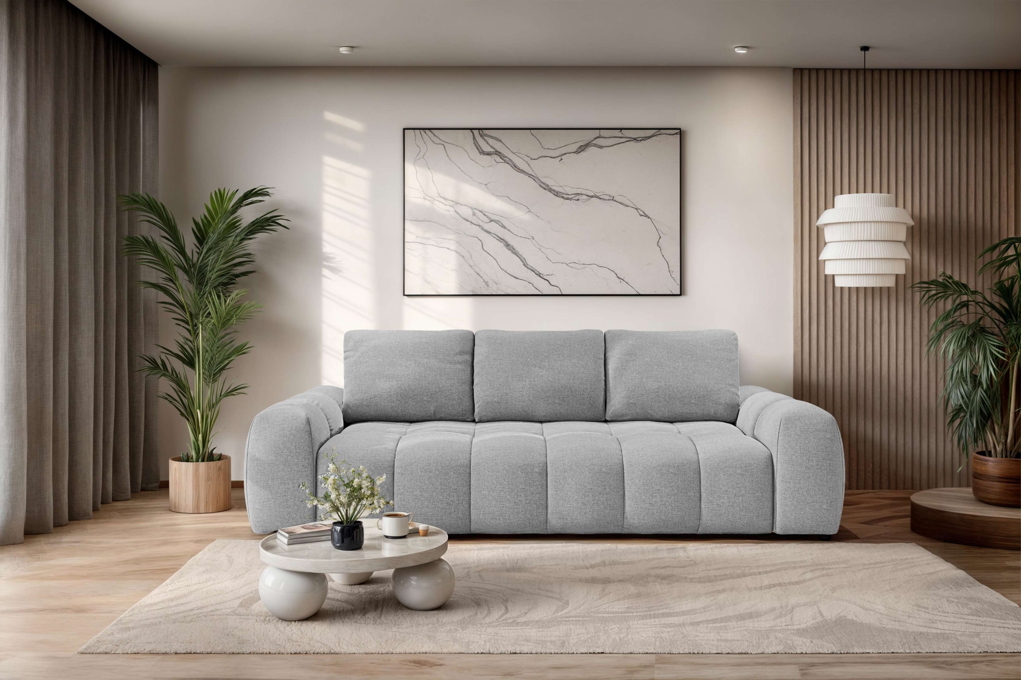 OTTO home 3-Sitzer "AZITA optionale Schlafsofa mit Bettkasten, Breite 253cm" Sofa mit Wellenunterfederung, Bubble-Optik, Verlässliche Qualität