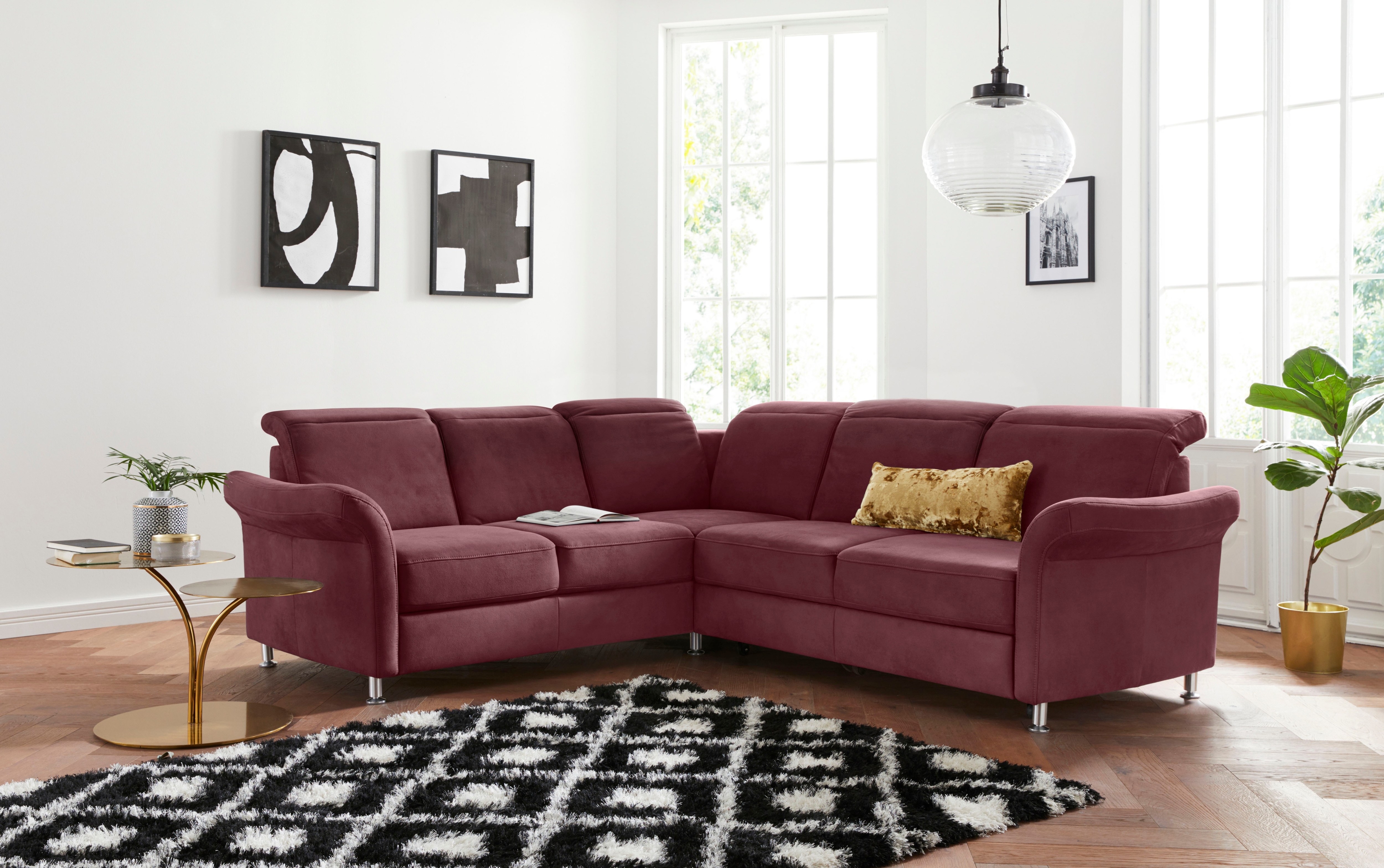 sit&more Ecksofa "Darwin L-Form" inklusive Federkern, wahlweise mit Kopfteilverstellung, Schlaffunktion
