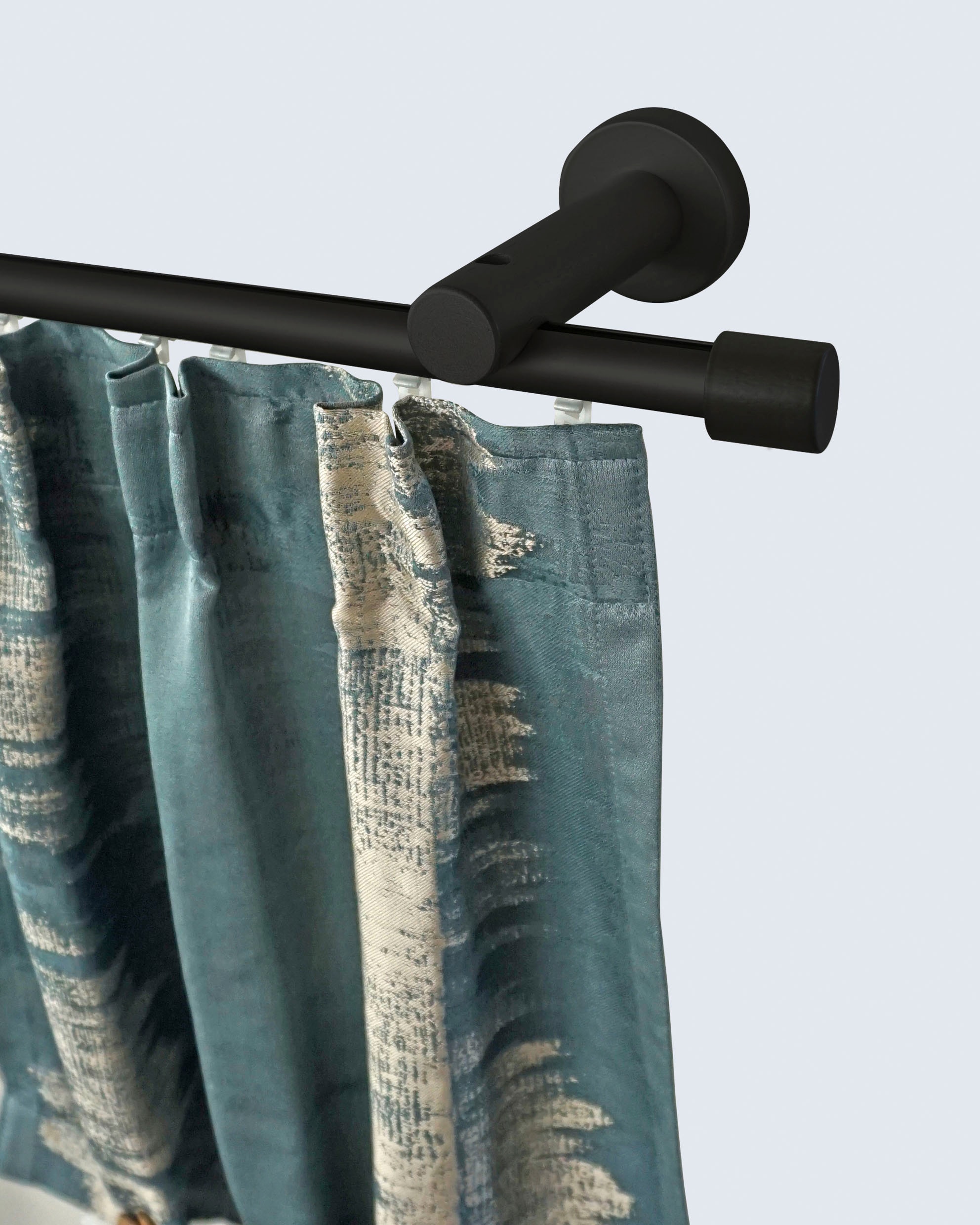 Gardinenstange GARESA, L:420cm Ø:20mm, schwarz, Aluminium, Holzwerkstoff, Kunststoff, Kinderzimmer, Gardinenstangen, "KEA", Vorhanggarnitur, einfache