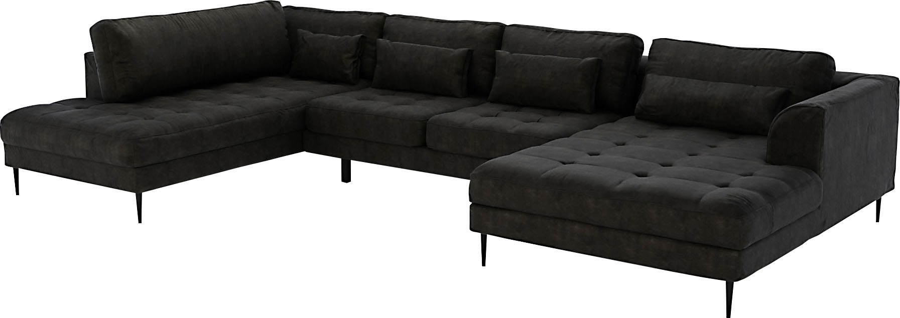 TRENDMANUFAKTUR Wohnlandschaft »Luzi, gemütliches Sofa, extra viel Platz, viele Kissen, OTTOs Choice«, Designsofa mit tollem Sitzkomfort, Metallfüße schwarz, Breite 361 cm