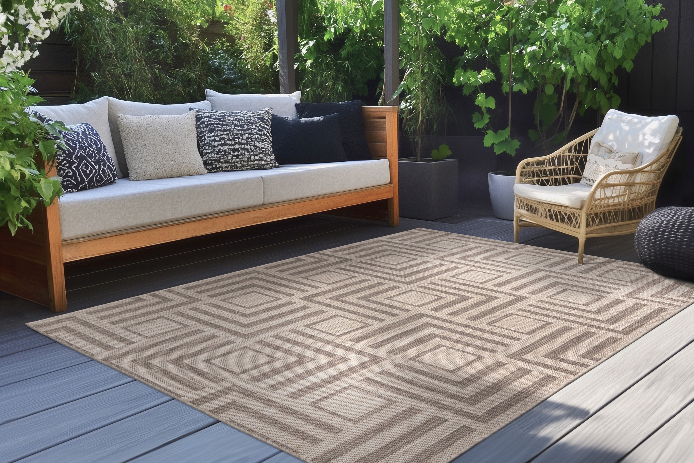 Kayoom Teppich "Nibru 825" rechteckig 5 mm Höhe Flachgewebe, In- und Outdoo günstig online kaufen