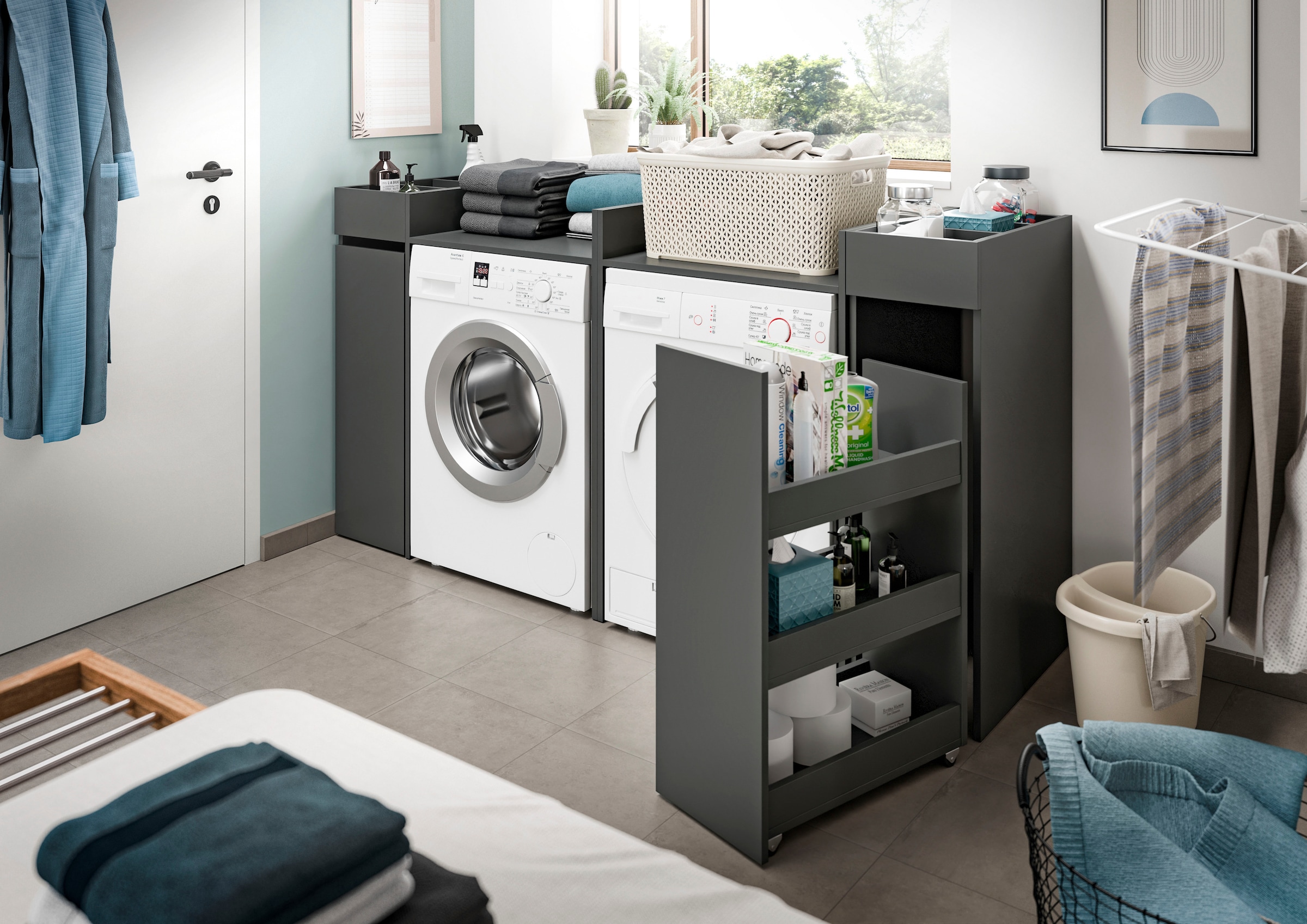 welltime Badmöbel-Set "FALAS, TOPSELLER, 4-teilig, Hauswirtschaftsraum Set, günstig online kaufen