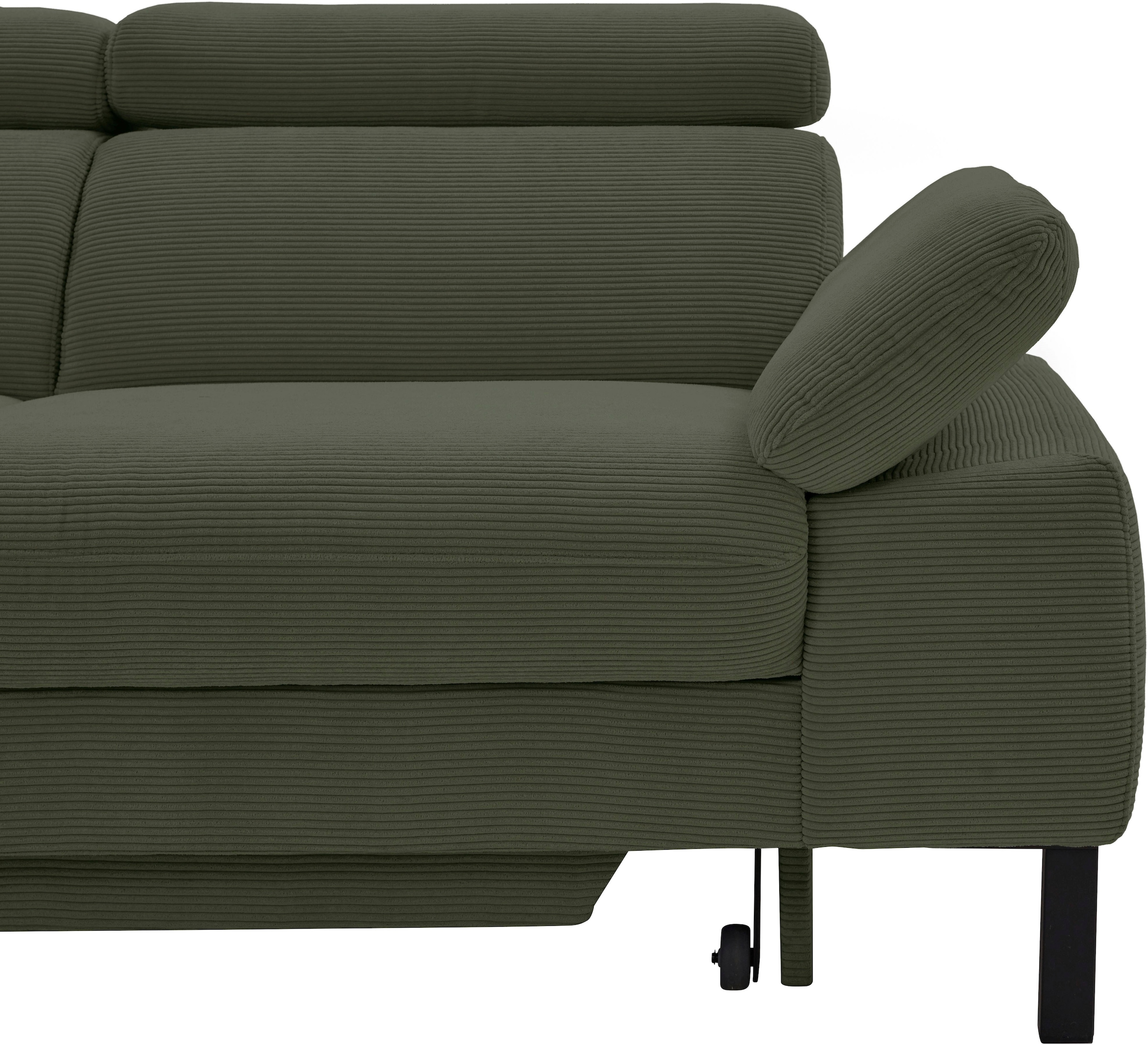 Home affaire Ecksofa »Arnayon mit Querschläfer-Bettfunktion, Schlafsofa, großer Bettkasten«, manuelle Kopfteilverstellung, Tonnentaschen-Federkern, Feincord L-Form
