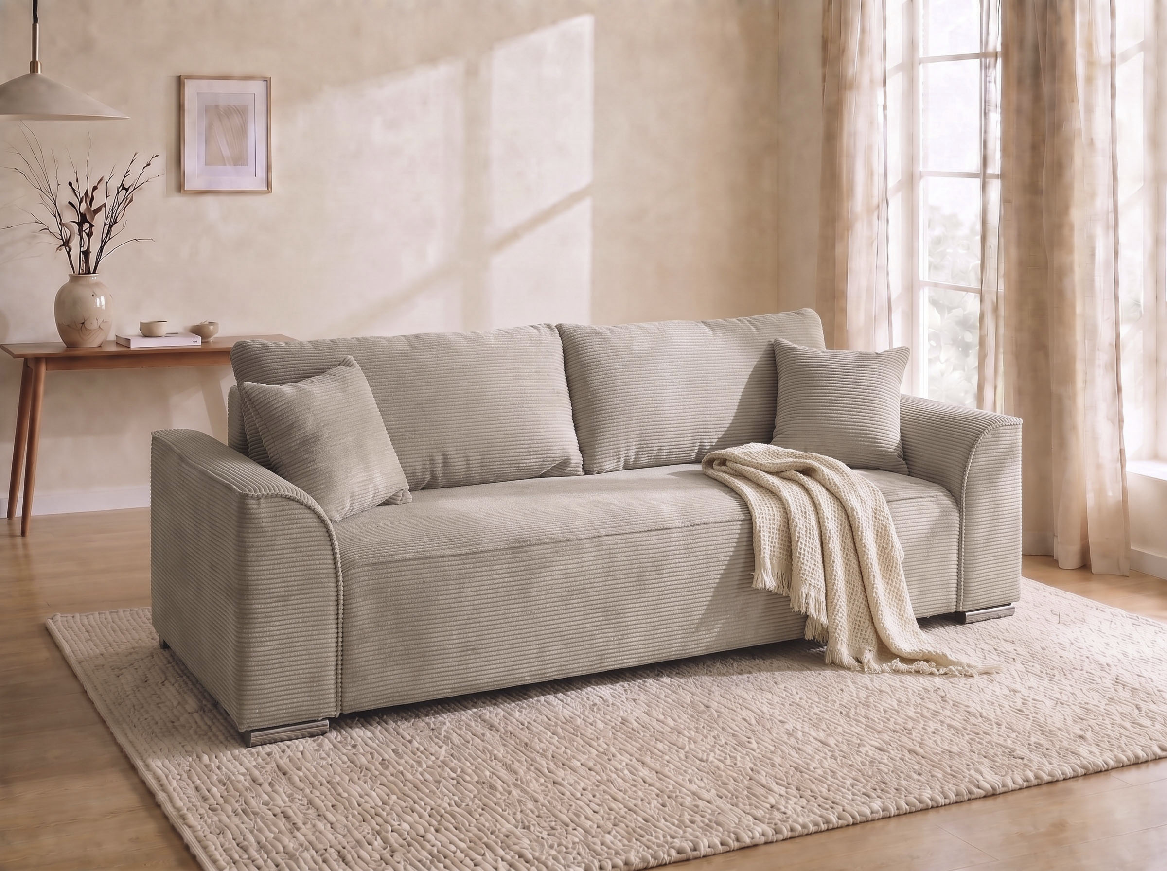 COLLECTION AB "Sara B: 241 cm, Liegefl. 137x195 cm, Bettkasten, optional mit Topper" Schlaffunktion, Couch mit Bonnellfederkern, Gästebettfunktion