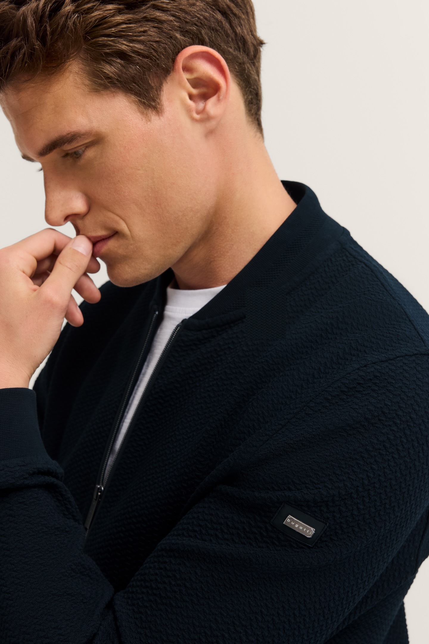 Sweatjacke BUGATTI "Modern Fit", Herren, Gr. XXL, 390, marine, Sweatware, 87% Baumwolle, 10% Polyester, 3% Elasthan, unifarben, normal, Rippbündchen, Sweatjacken Sweatjacke, mit Collegekragen und Reißverschluss 3