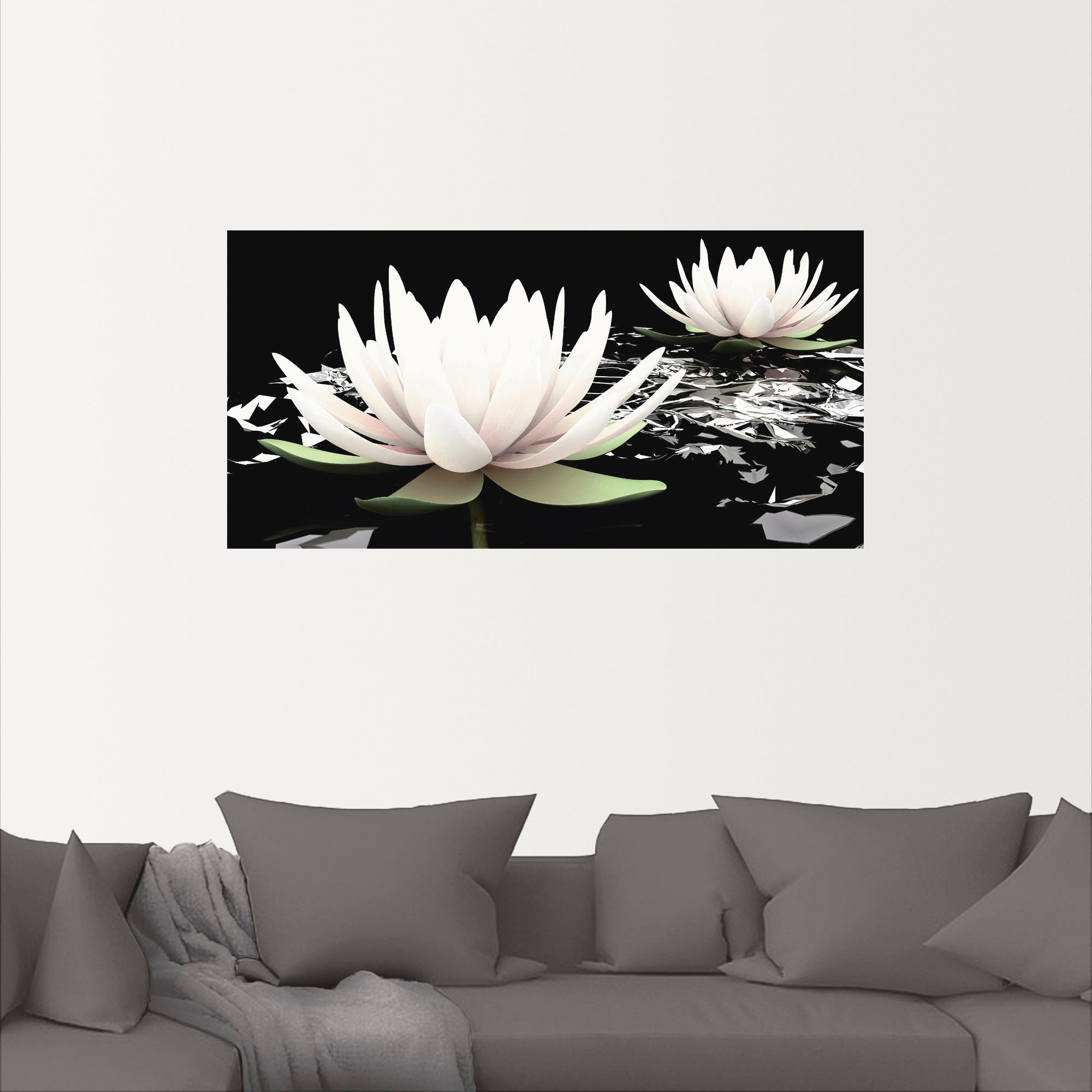 Artland Wandbild "Zwei Lotusblumen auf dem Wasser", Blumen, (1 St.), als Al günstig online kaufen