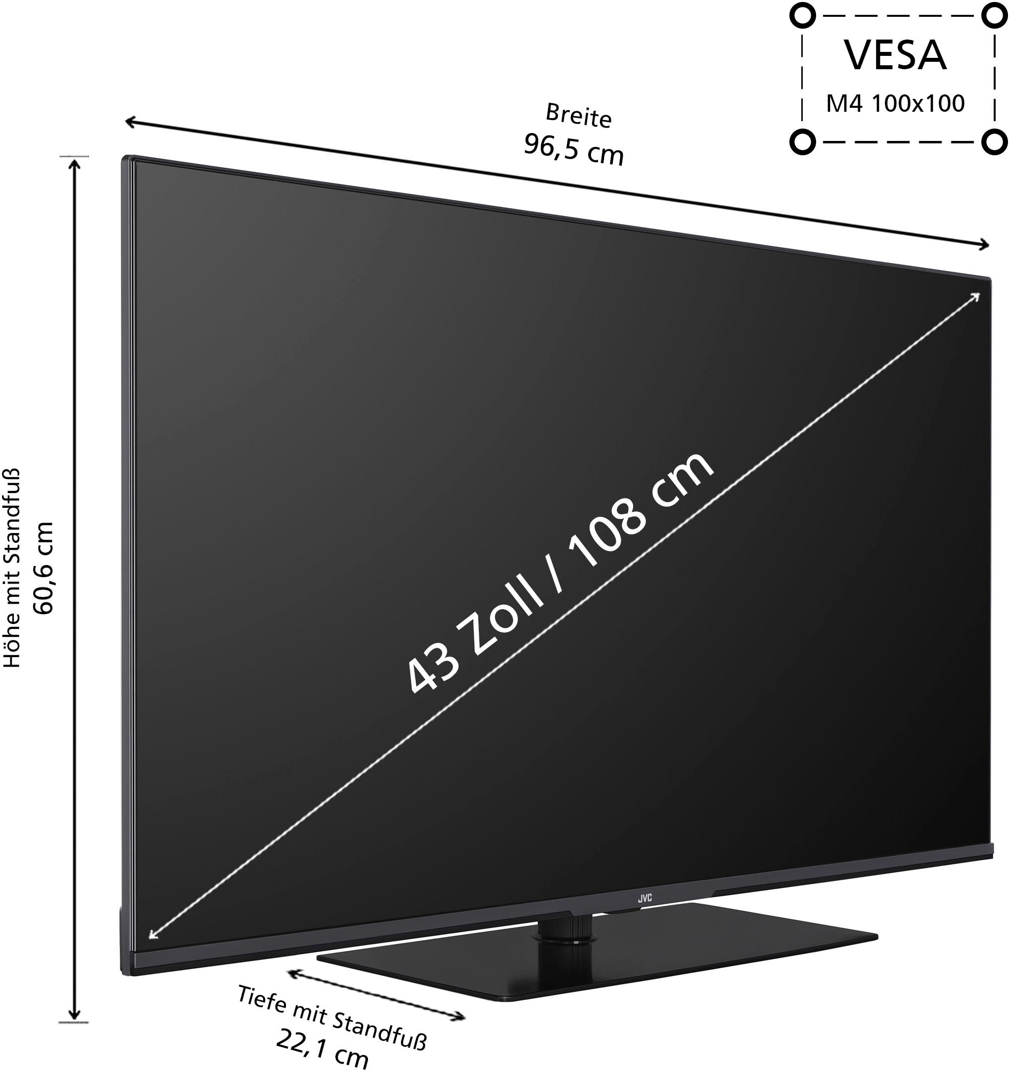 JVC QLED-Fernseher »LT-43VGQ8255«, 4K Ultra HD, Smart-TV-Google TV