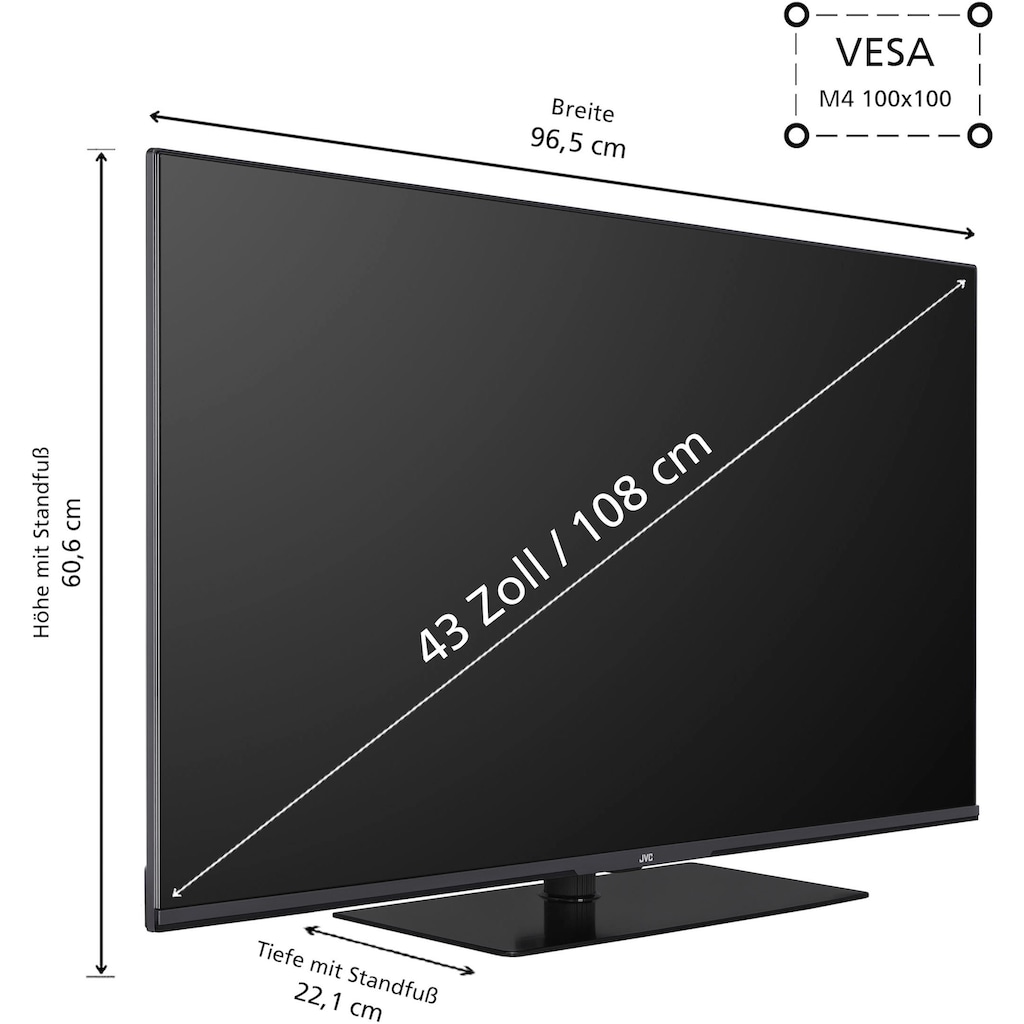 JVC QLED-Fernseher »LT-43VGQ8255«, 108 cm/43 Zoll, 4K Ultra HD, Smart-TV-Google TV