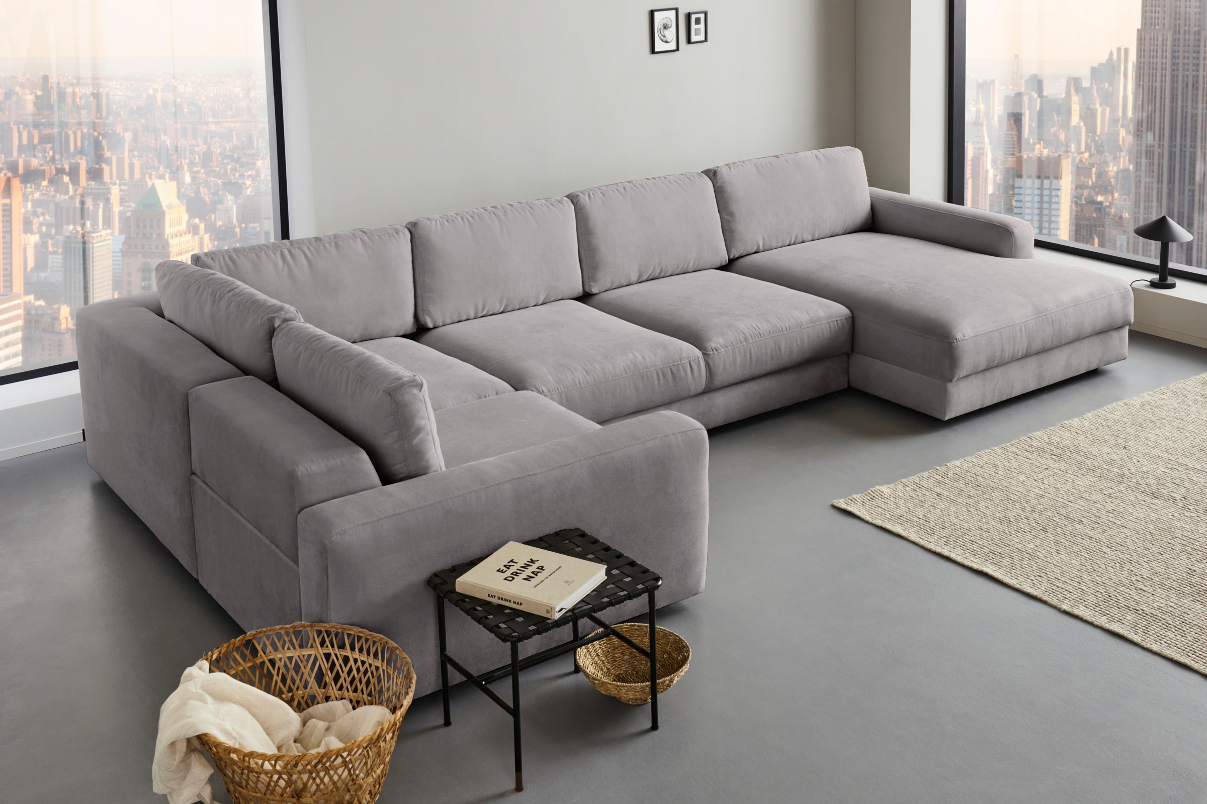 Places of Style Wohnlandschaft »Bloomfield, U-Form«, mit extra tiefer Sitzfläche, wahlweise mit Sitztiefenverstellung