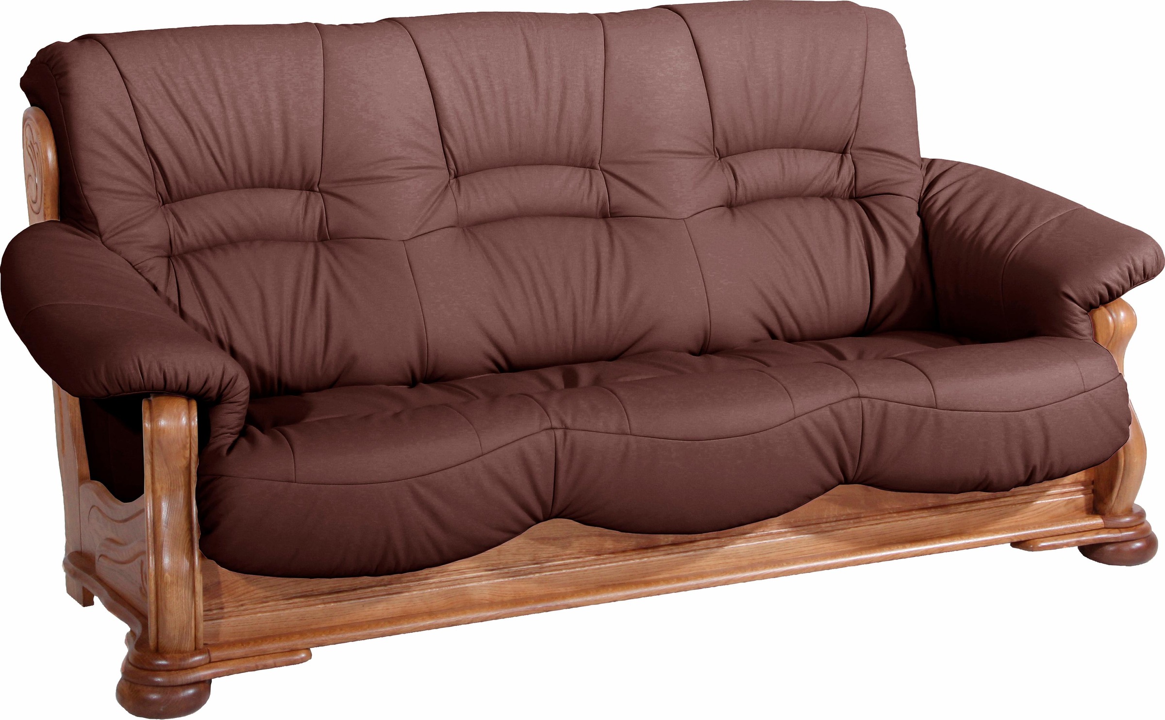 Max Winzer® Polstergarnitur »Texas Set besehend aus 2er- und 3er-Sofa, bequeme legere Polsterung«, mit dekorativem Eichenholzgestell, Retro Klassiker