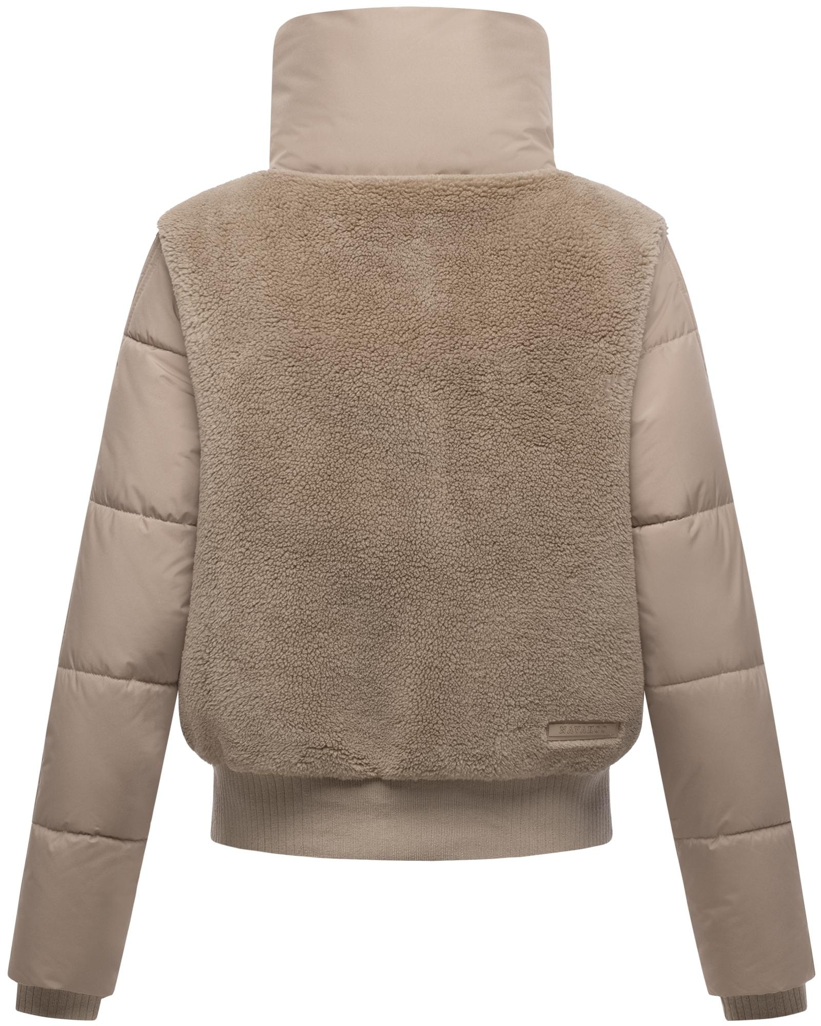 Navahoo Plüschjacke »Teddyzone 14«, ohne Kapuze, Teddy-Fleece Jacke mit hohem Kragen