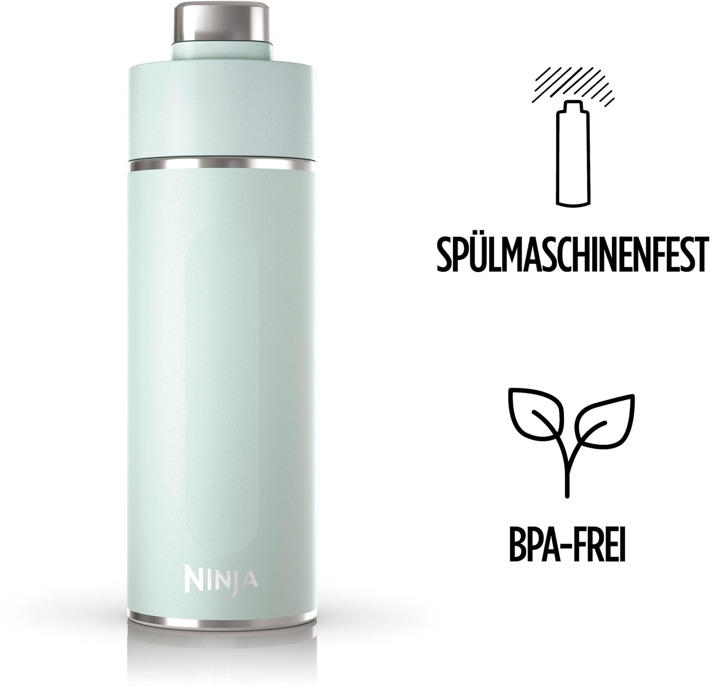 NINJA Isolierflasche »Ninja Thirsti Reiseflasche – 530 ml DW1801EUU / 700 ml DW2401EUU«, Getränke bleiben 24 Stunden kalt, 12 Stunden heiß, Eis hält 2 Tage