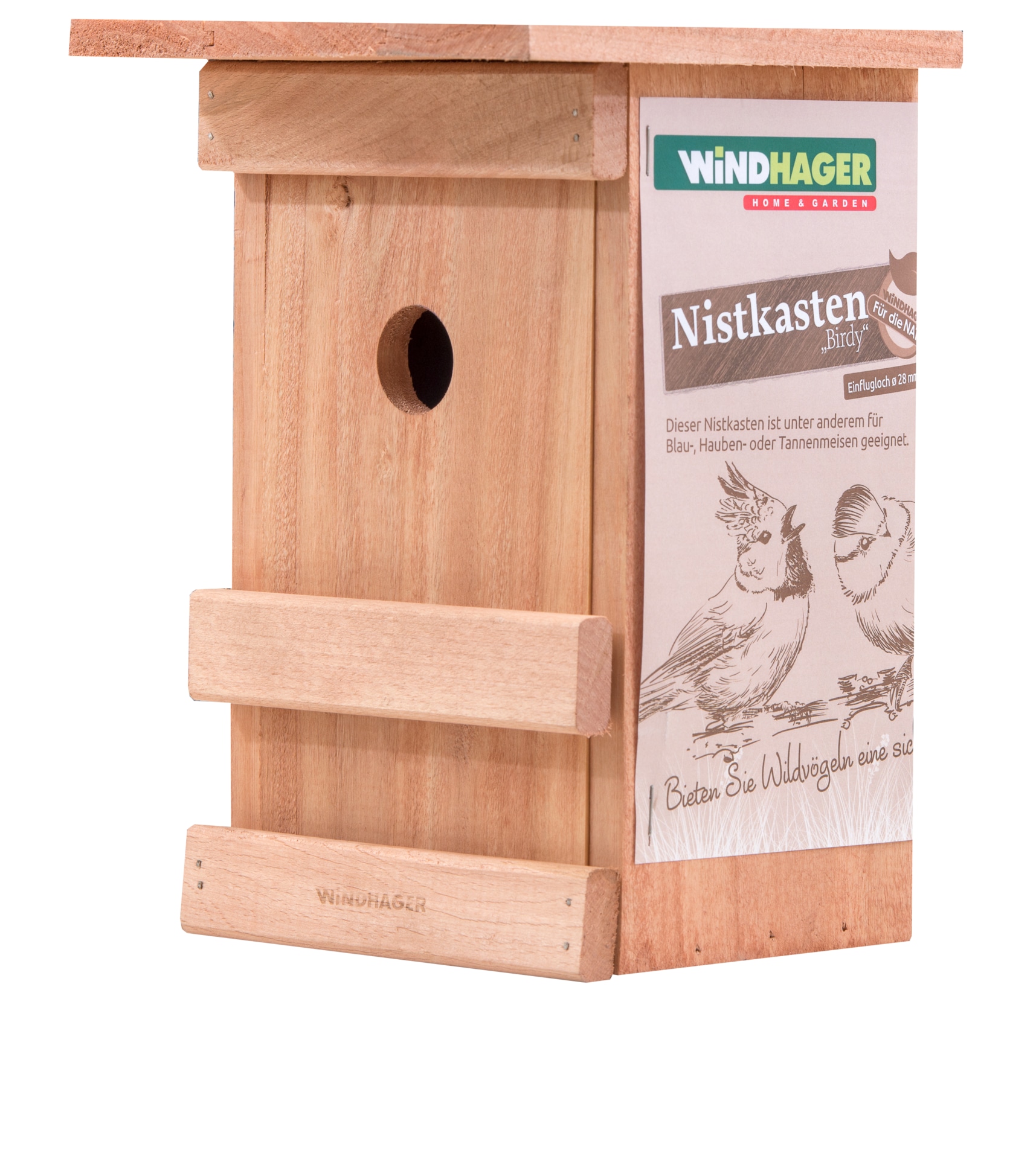 Windhager Vogelhaus "Nistkasten Birdy, Nistbox aus Massivholz" Vogelhaus inkl. Aufhängung, 24,5x17x17 cm