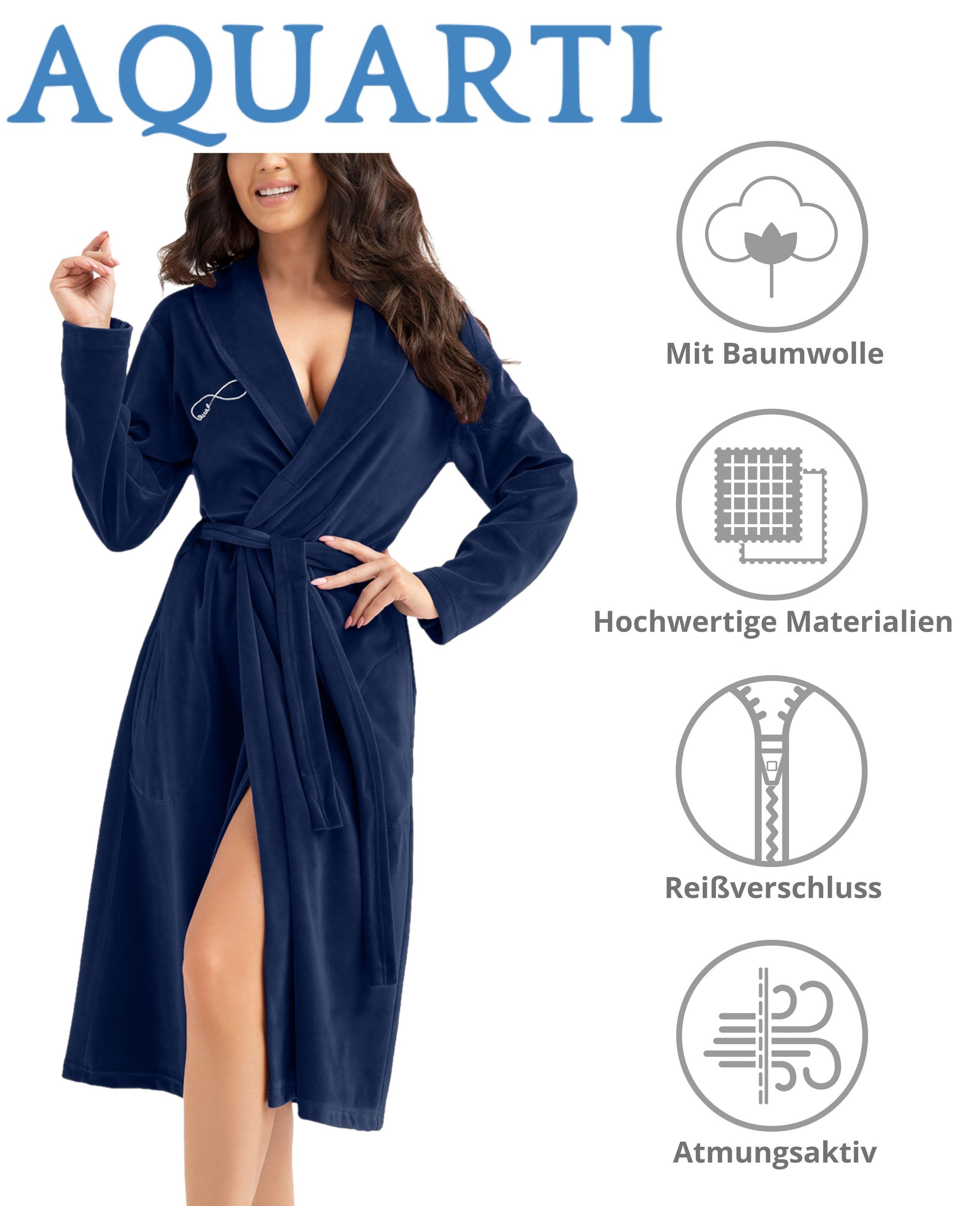 AQUARTI Damenbademantel "Bademantel Bamen Bademantel mit Schalkragen aus Ve günstig online kaufen