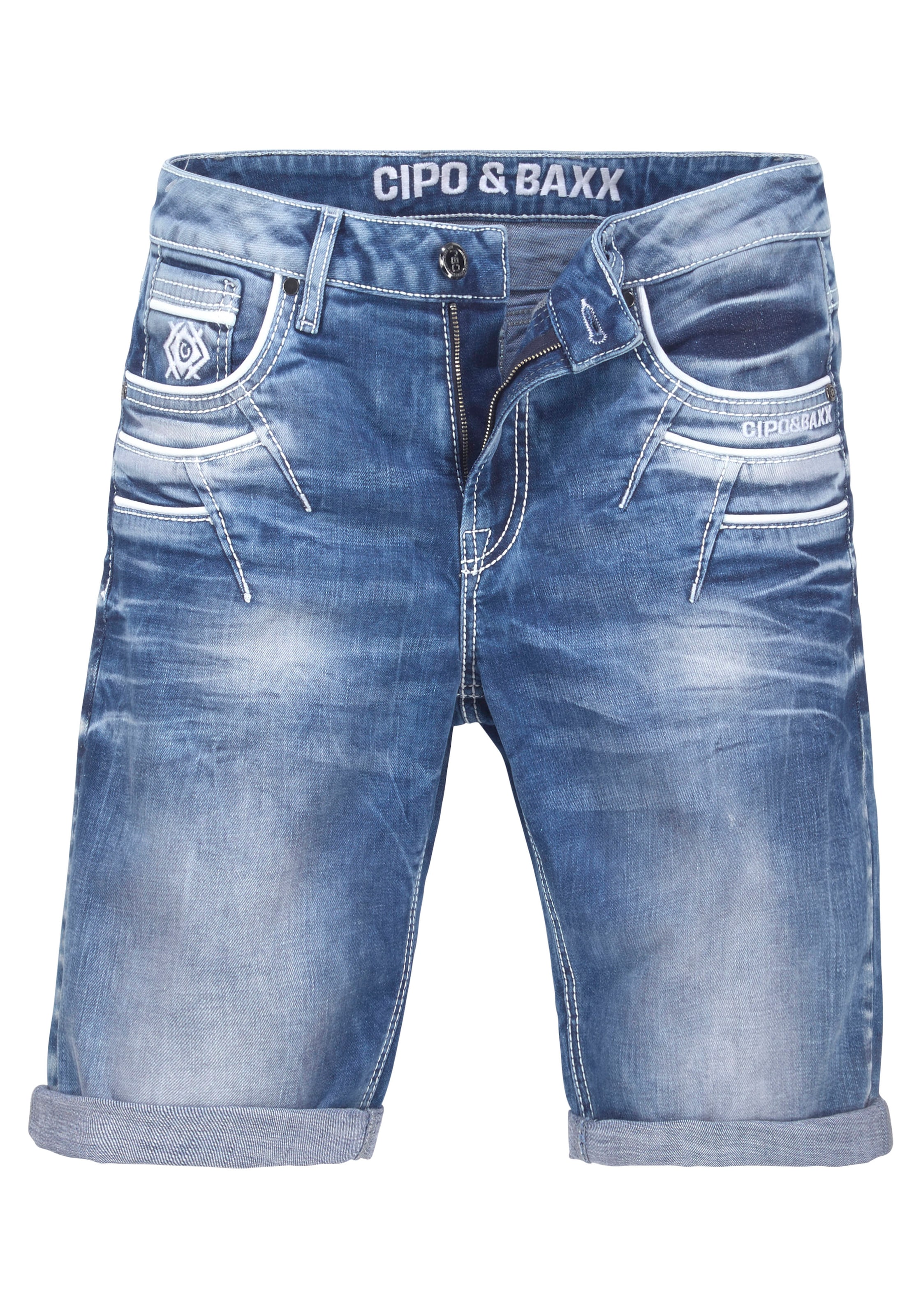 Cipo & Baxx Jeansbermudas in Denim und mit markanten Taschen günstig online kaufen