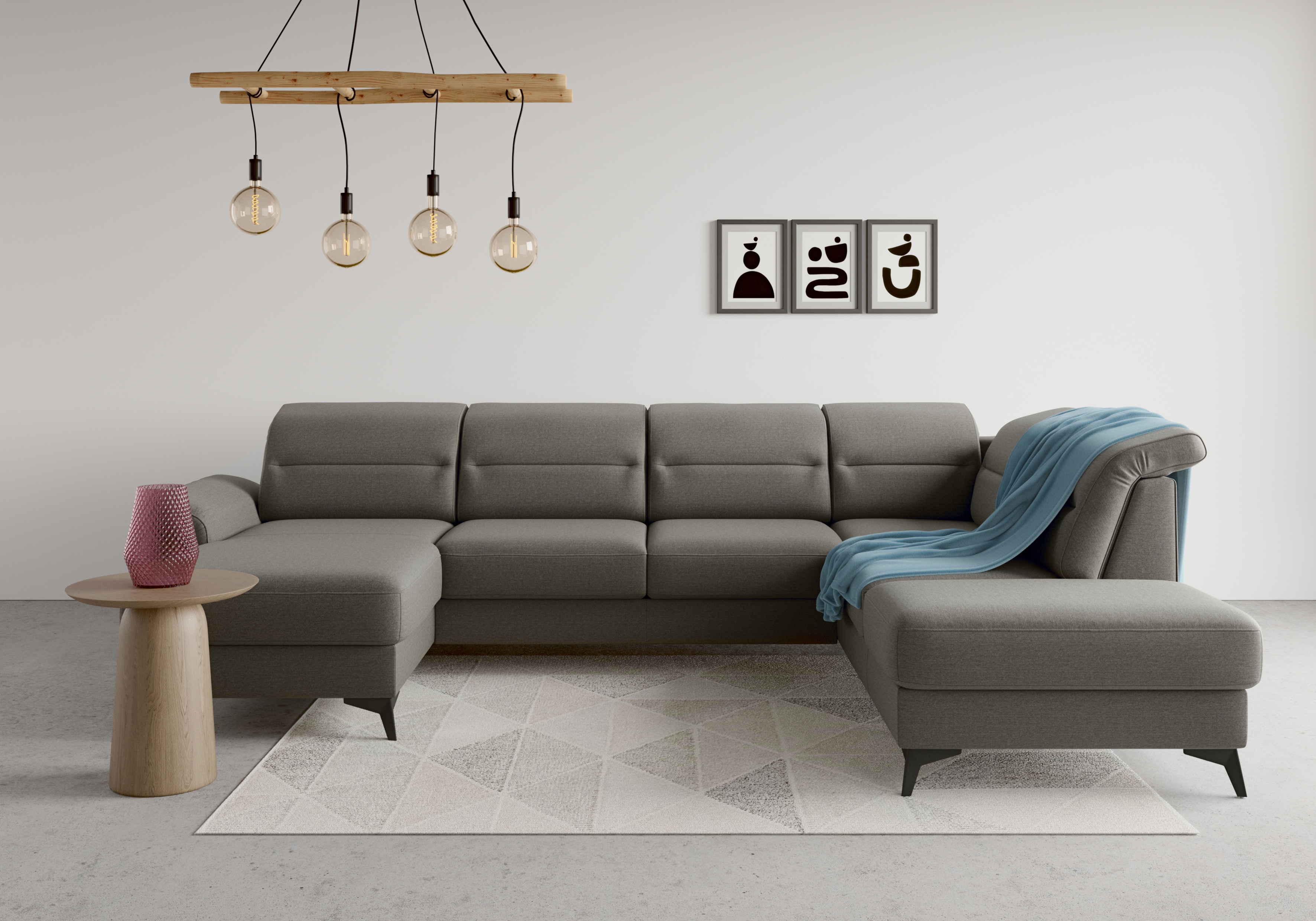 sit&more Wohnlandschaft "Sinatra U-Form" optional mit Kopfteilverstellung und Armteilfunktion, Metallfüße