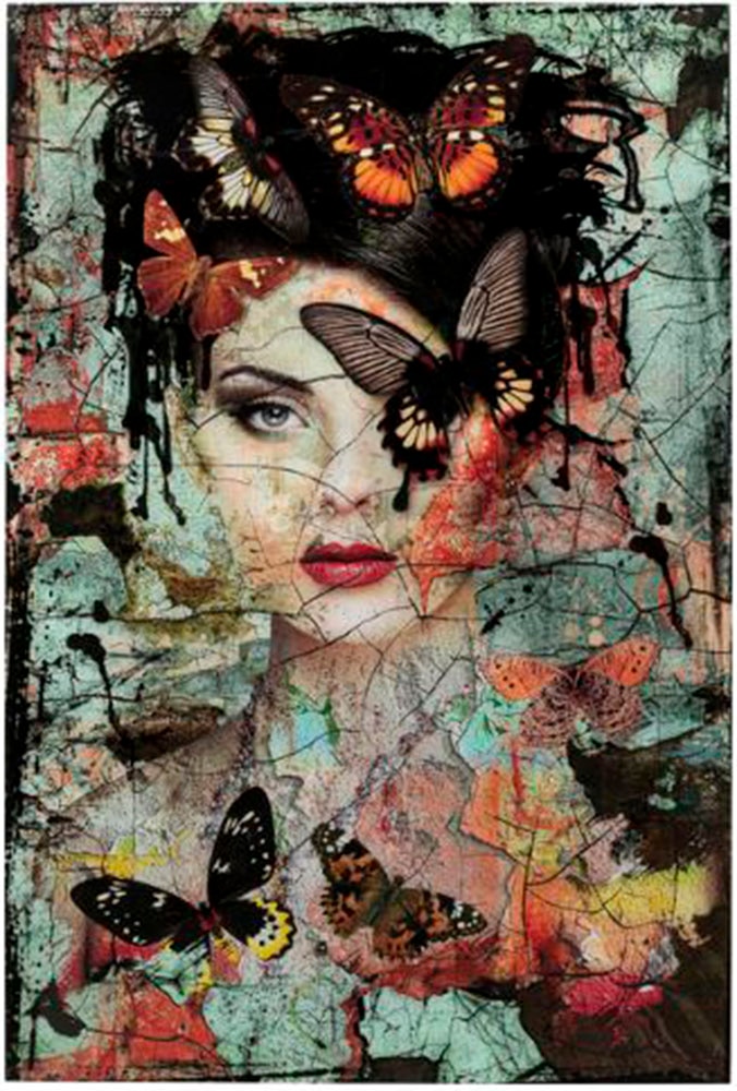 Kare Design Glasbild "Lady Butterfly 75x55cm" 1
