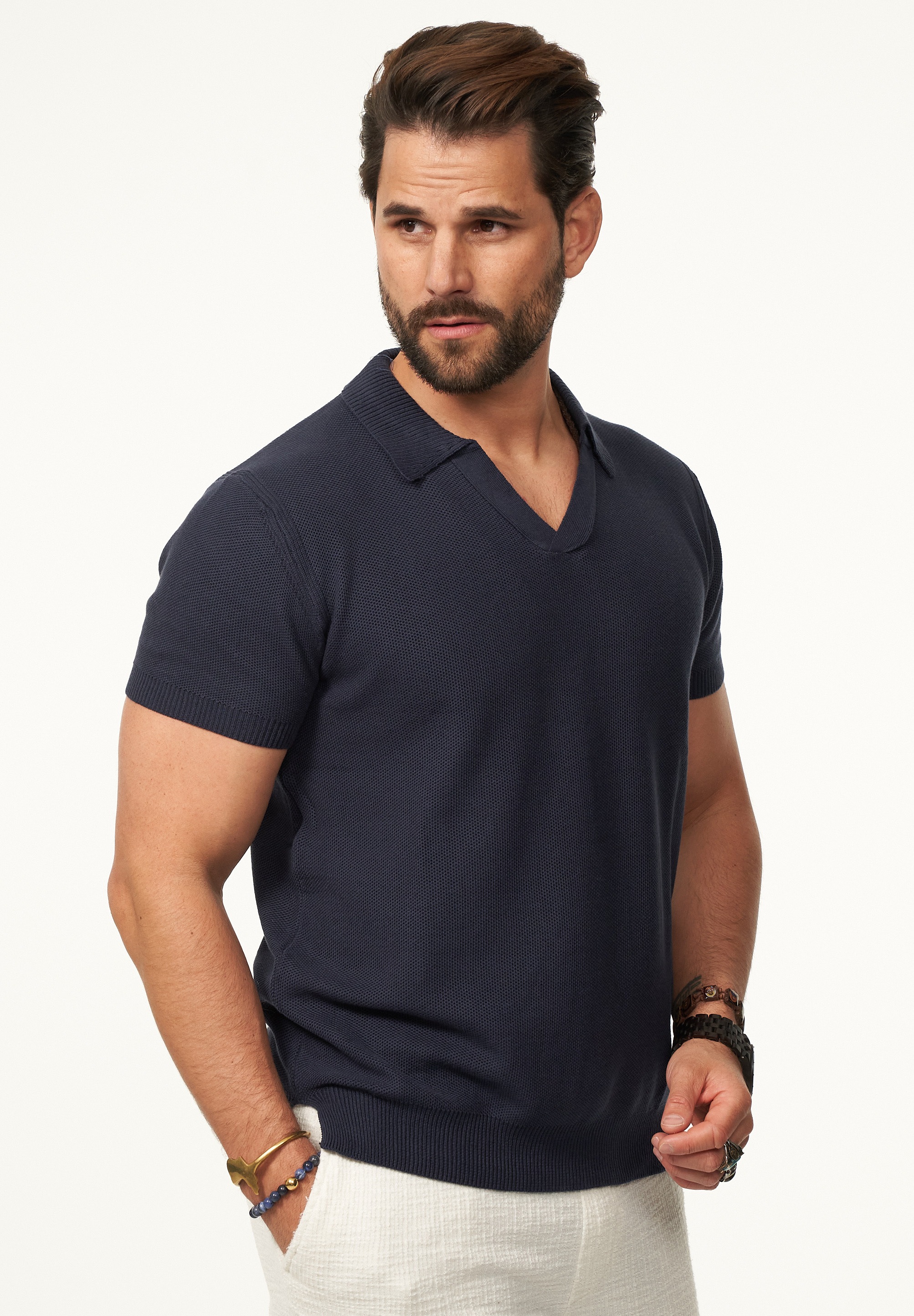 SOULSTAR Poloshirt »Kurzarm Strickpolo T-Shirt für Herren« Herren Kurzarm Strick Polo-Hemd T-Shirt