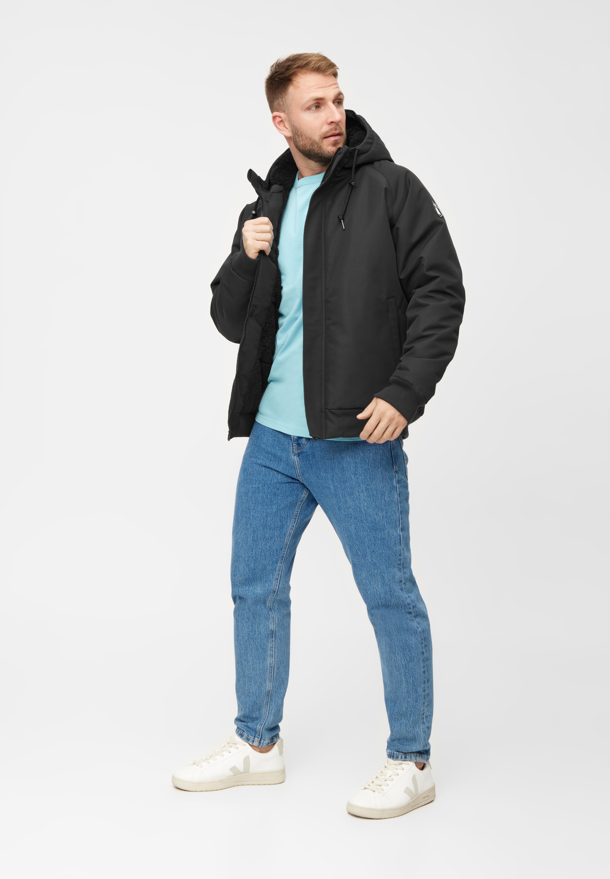 Derbe Winterjacke »Festholm Short«, PVC und PFC frei, wasserabweisend, winddicht, gefüttert, Kapuze