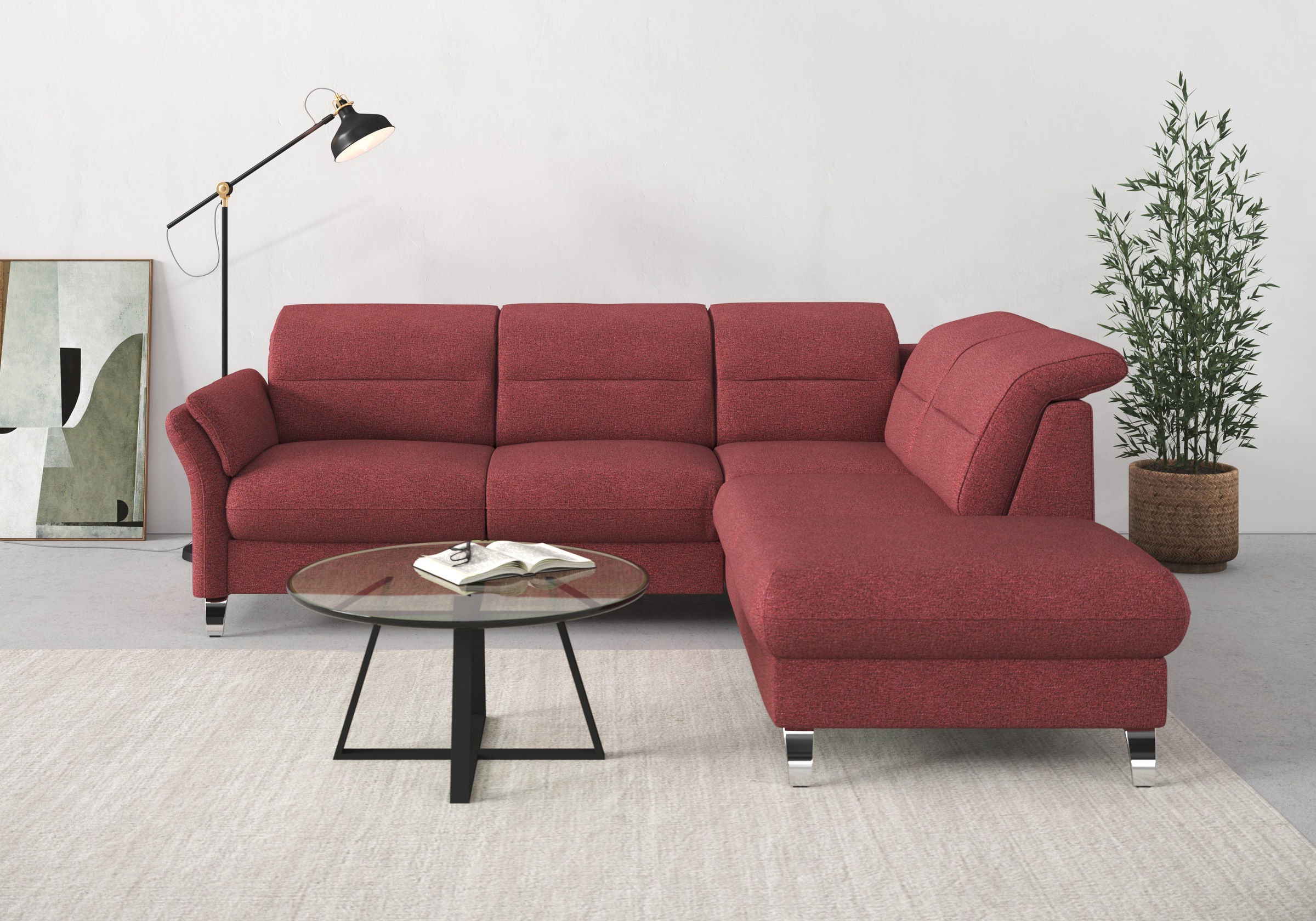 sit&more Ecksofa »Grenoble L-Form mit Federkern«, wahlweise mit Bettfunktion, Bettkasten, Arm- und Kopfteilverstellung
