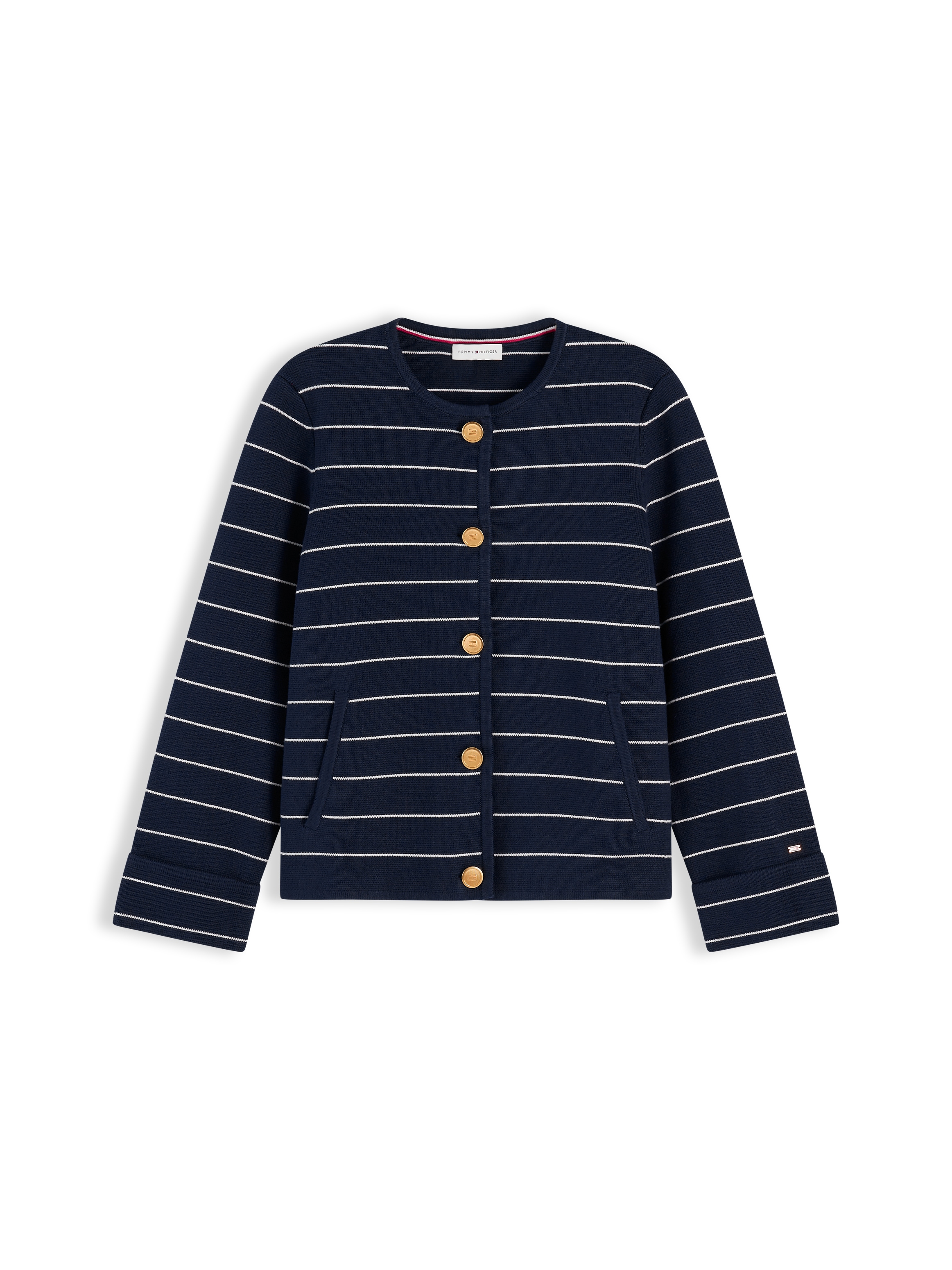 Tommy Hilfiger Strickjacke »GOLD BUTTON LS CARDI« Baumwolle, goldfarbene Knöpfe