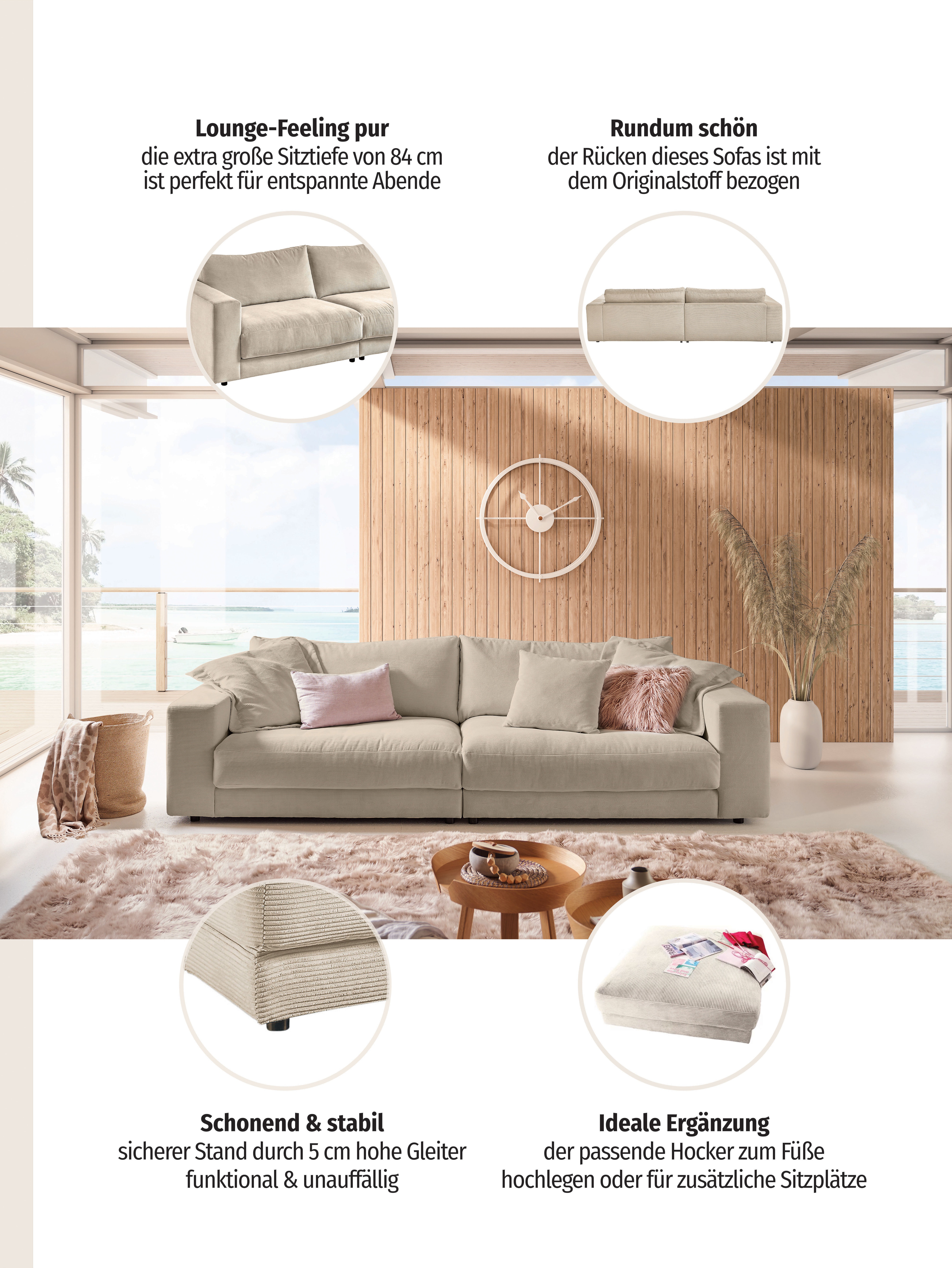 Thumbnail - Home affaire Big-Sofa "Enisa, bequeme, legere Polsterung B/T/H: 290/127/85 cm, Mega Sofa" Zeitloses und stylisches Loung...