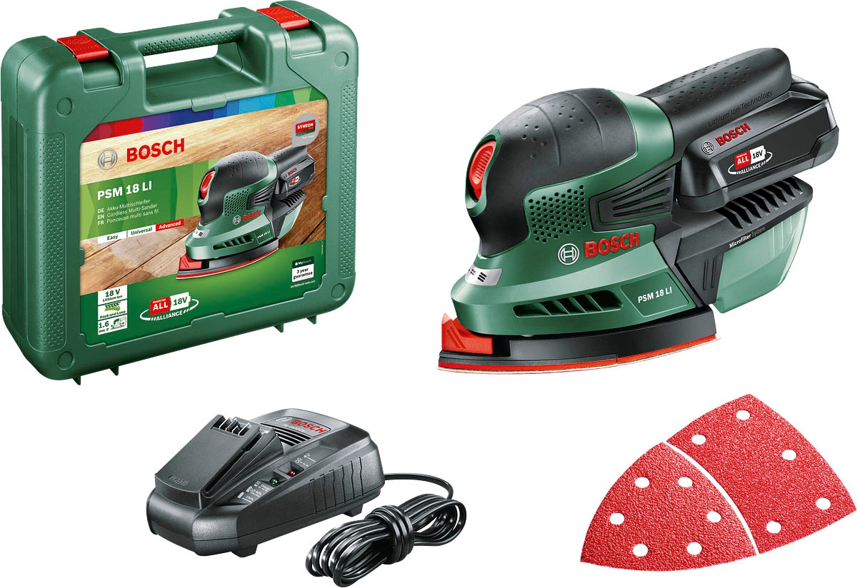 Bosch Home & Garden Akku-Multischleifer »PSM 18 LI«, inklusive Akku und Schnellladegerät