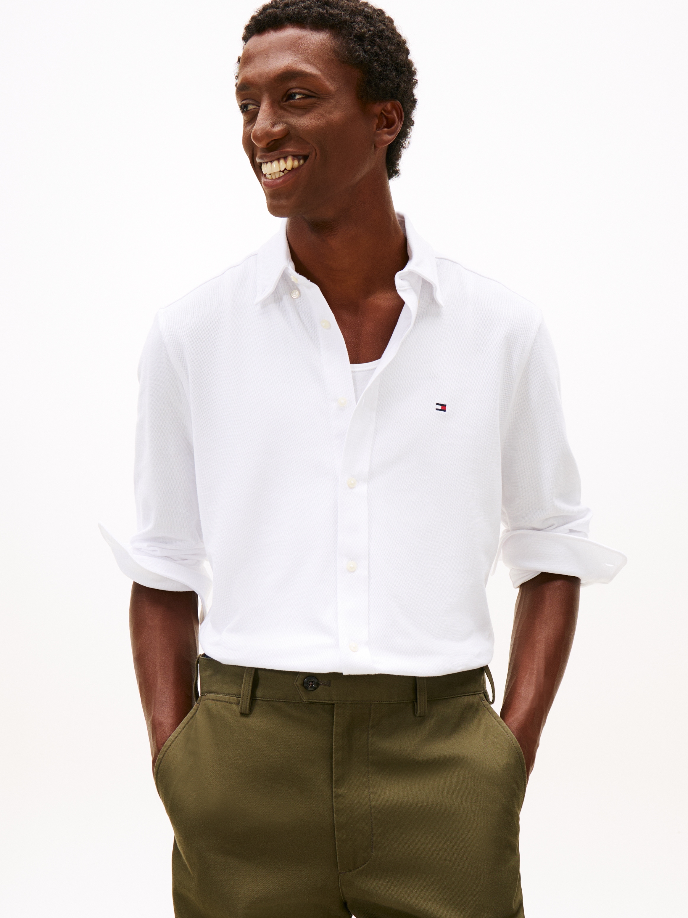 Tommy Hilfiger Langarmhemd "KNIT PIQUE FEATHERWEIGHT" günstig online kaufen