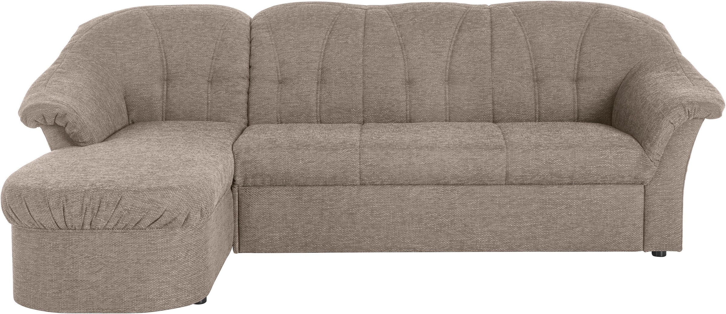 DOMO collection Ecksofa »Pegnitz, elegante Rückensteppung, kompakte Stellmaße 238/141cm, L-Form«, wahlweise mit Bettfunktion