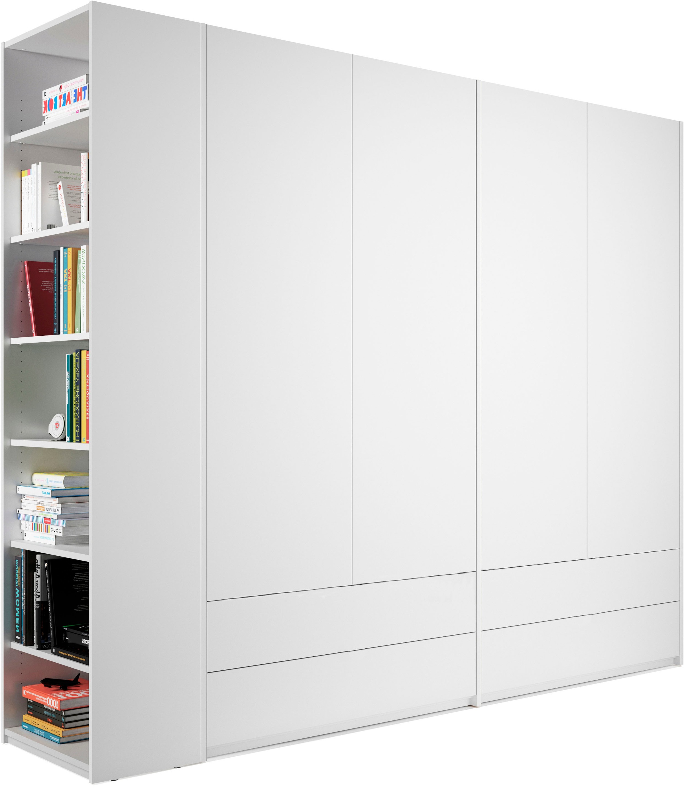 Müller SMALL LIVING Kleiderschrank »Modular Plus Variante 4«, inklusive 4 geräumiger Schubladen, Anbauregal wahlweise links oder rechts montierbar