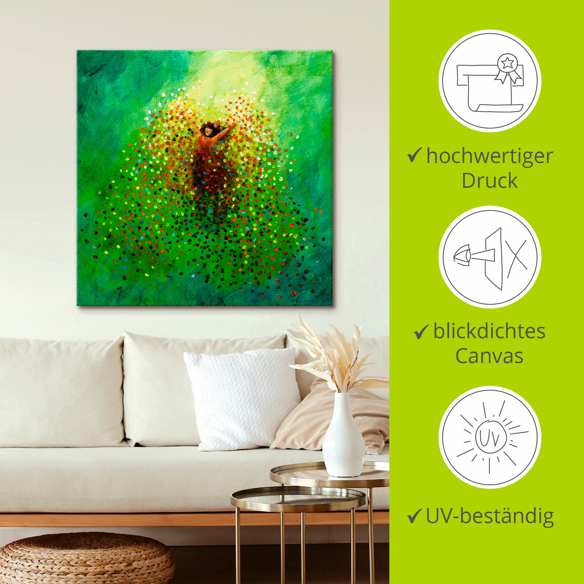 Artland Wandbild »Sich selbst feiern«, Frau, (1 St.), als Leinwandbild, Wandaufkleber in verschied. Größen