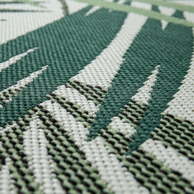 Paco Home Teppich »Ostende 534«, rund, Flachgewebe, Motiv Palmenblätter,  In- und Outdoor geeignet, Wohnzimmer auf Rechnung | BAUR