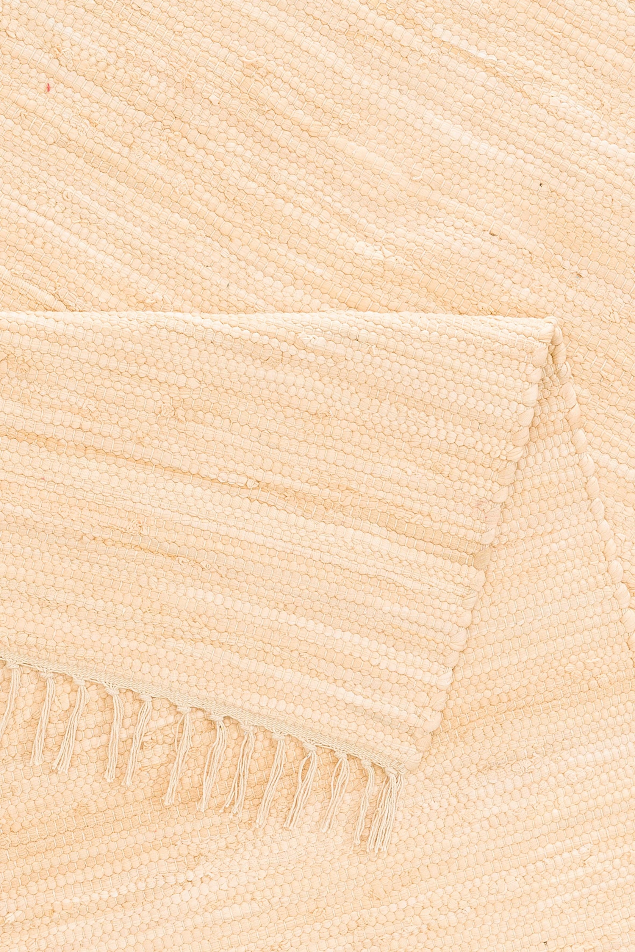 Teppich OTTO HOME "Paul" Gr. 2, beige (natur), B:70cm H:5mm L:140cm, Baumwolle, Teppiche, Teppich, Wendeteppich, Uni, handgewebt, mit Fransen, reine Baumwolle, Läufer 3