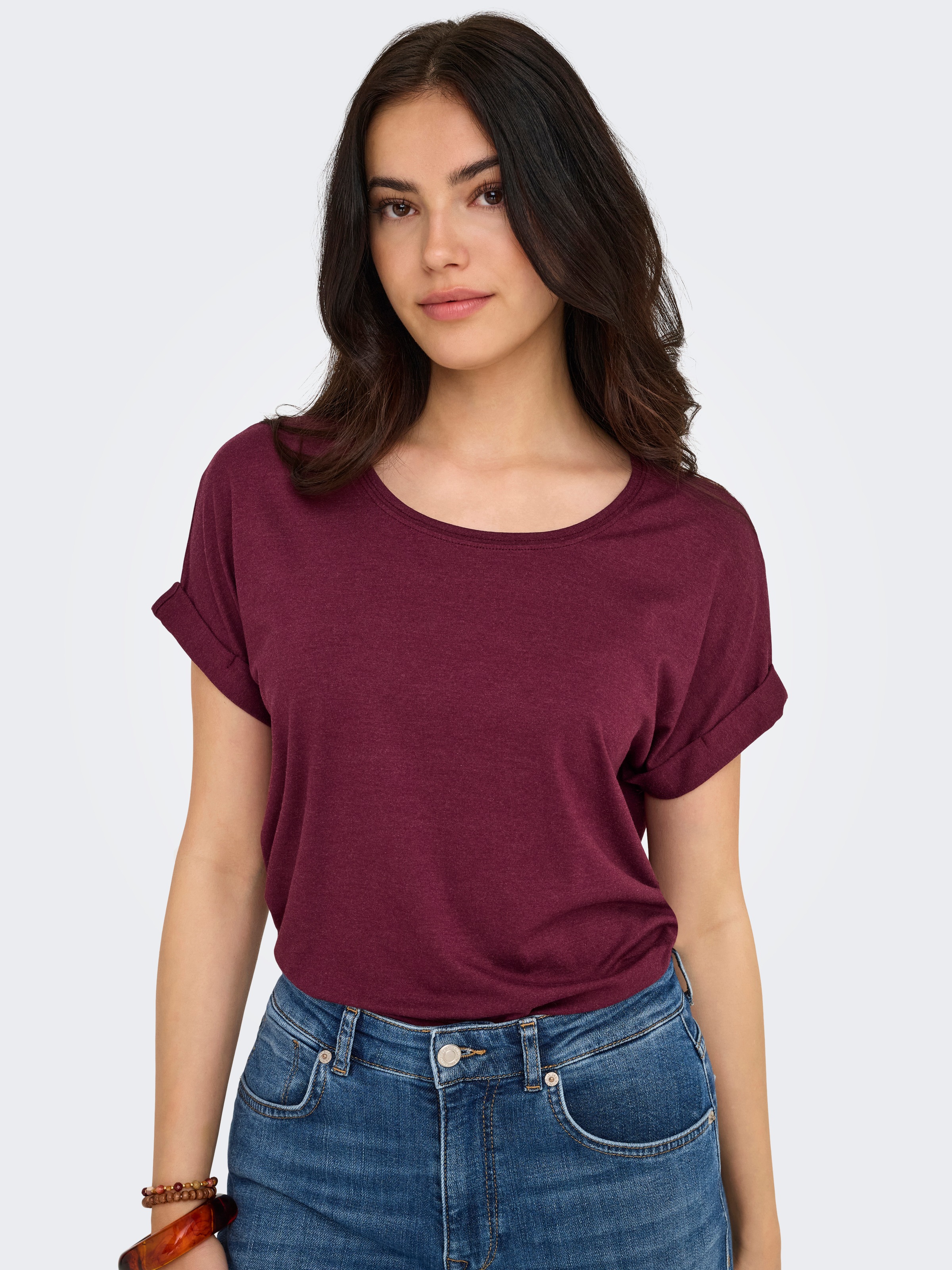 ONLY T-Shirt "ONLMOSTER S/S O-NECK TOP NOOS JRS", mit Aufschlag am Arm günstig online kaufen