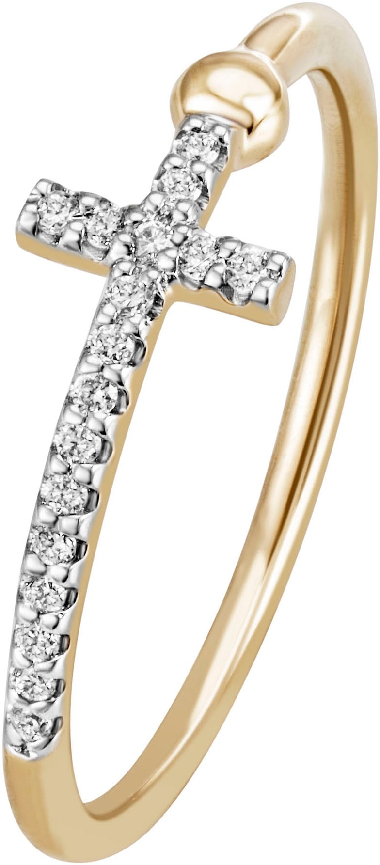 Fingerring »Schmuck Geschenk Gold 585 Goldring Shiny Cross Kreuz«, mit Brillanten