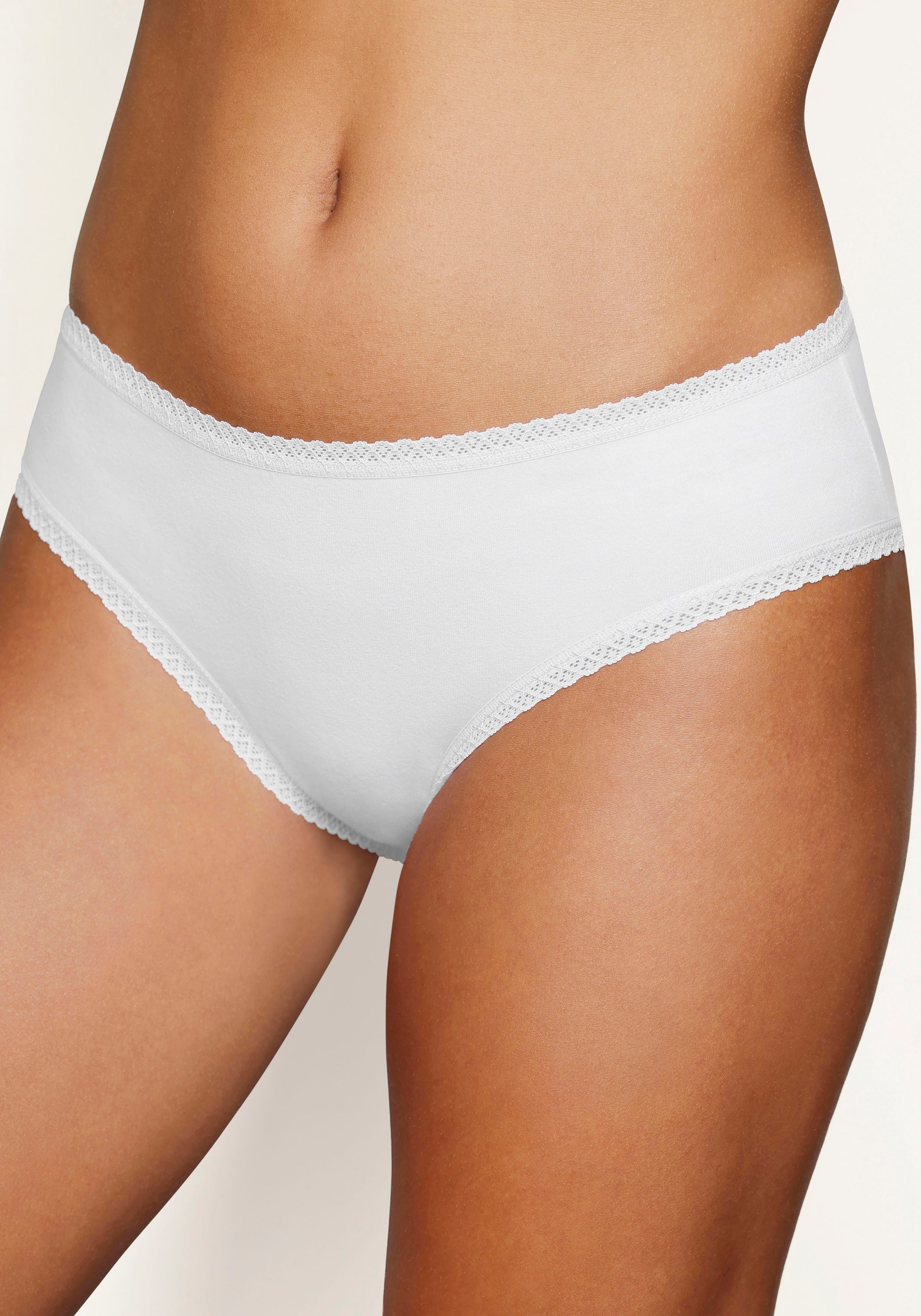 Vivance Jazz-Pants Slips, (7er-Pack), aus weicher Baumwollqualität mit feiner Spitzeneinfassung