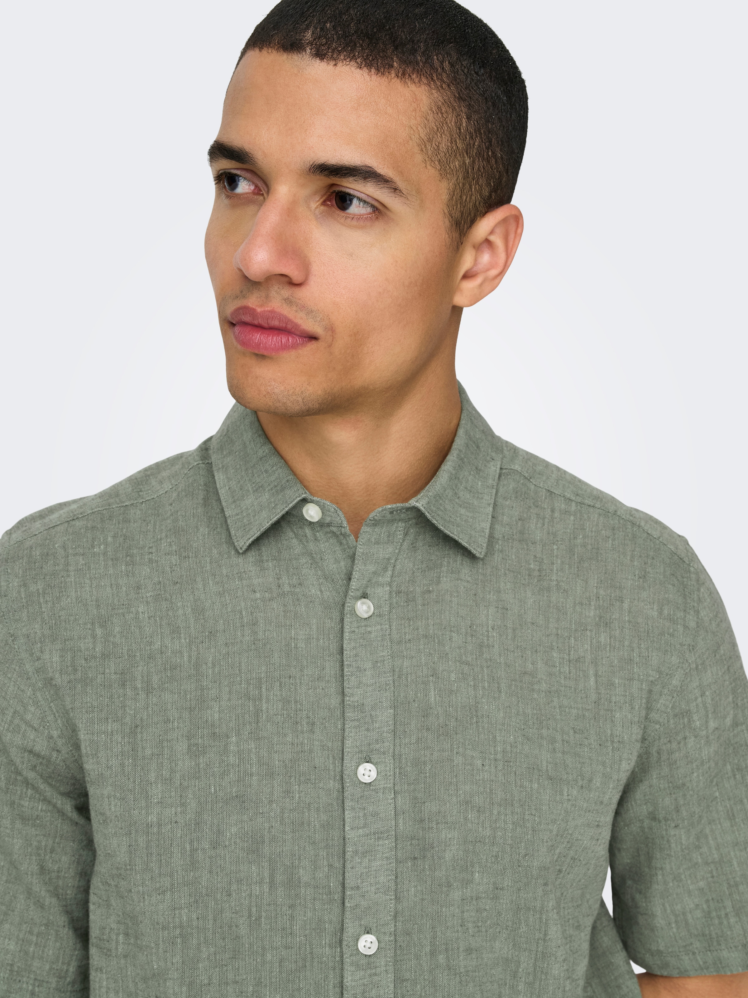 ONLY & SONS Kurzarmhemd »ONSCAIDEN SS SOLID LINEN SHIRT NOOS«