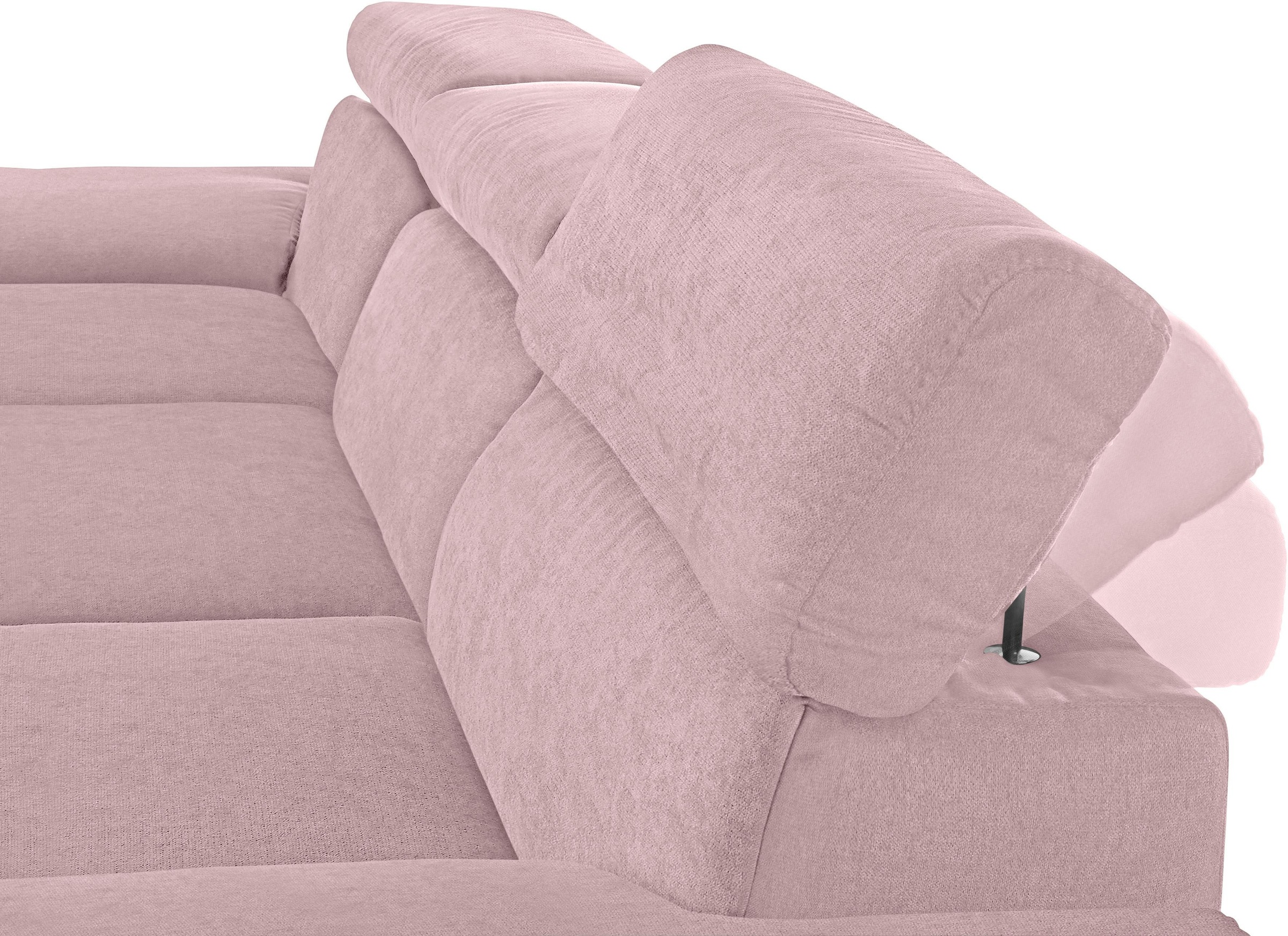 DOMO collection Ecksofa »Mira, inklusive Kopfteilverstellung für mehr Wohlfühlkomfort, L-Form«, wahlweise mit Bettfunktion und Bettkasten, elegant und modern