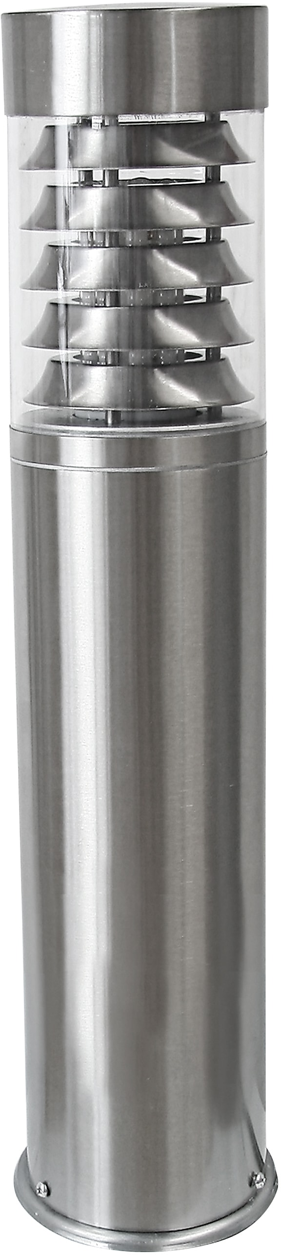 Sockelleuchte HEITRONIC, H:45cm Ø:10cm, silber, Leuchten, "Saturn", Stand-Poller-Außenleuchte,360-Lichtaustritt, Edelstahl