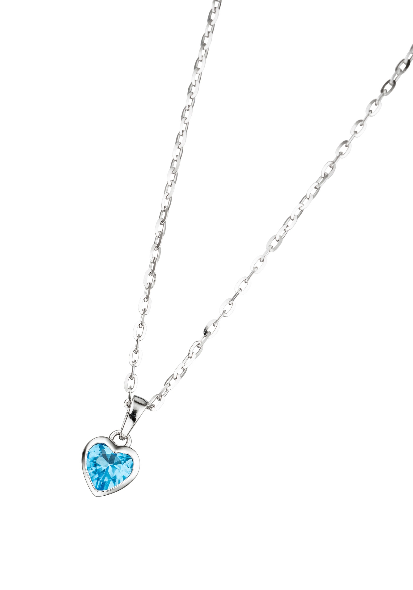 Herzanhänger JOBO "Kinder-Anhänger kleines Herz 9 mm", hellblau, hellblau, Schmuckanhänger, Mädchen, Silber 925 (Sterlingsilber), 925 Silber rhodiniert mit einem Kristall 2