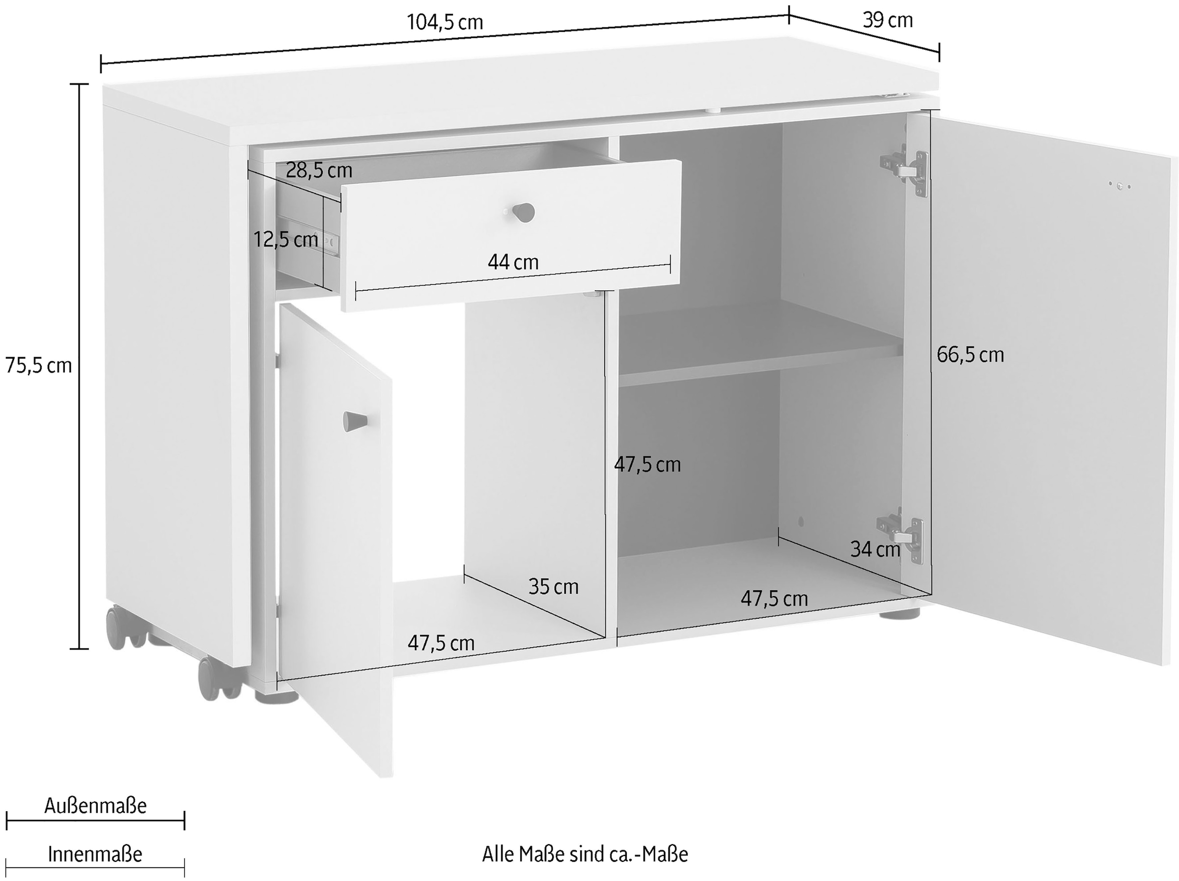 welltime Tresenkommode »Lovund, Breite 104 cm«, Mit drehbarer Tischplatte