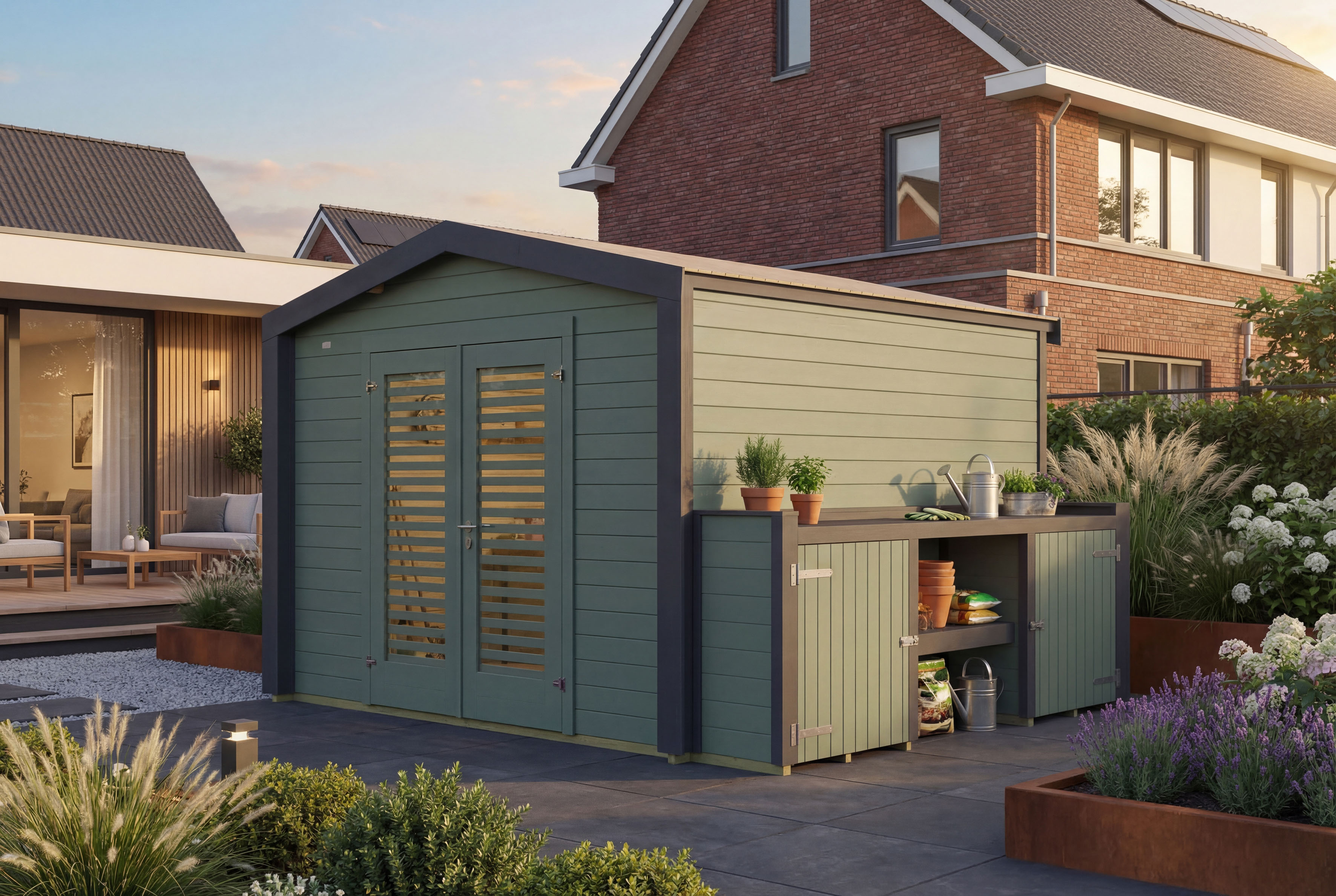 weka Gartenhaus "Killarney" Doppeltür mit Lamellen, inkl. Pflanztisch